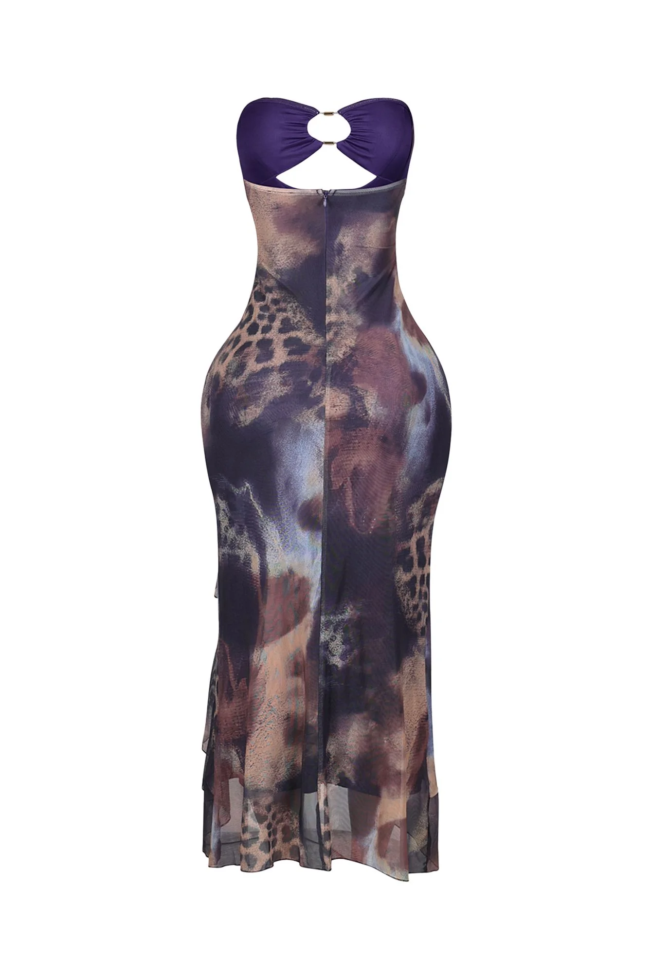 Leona Mesh Print Ruffle Tube Dress - Image 5