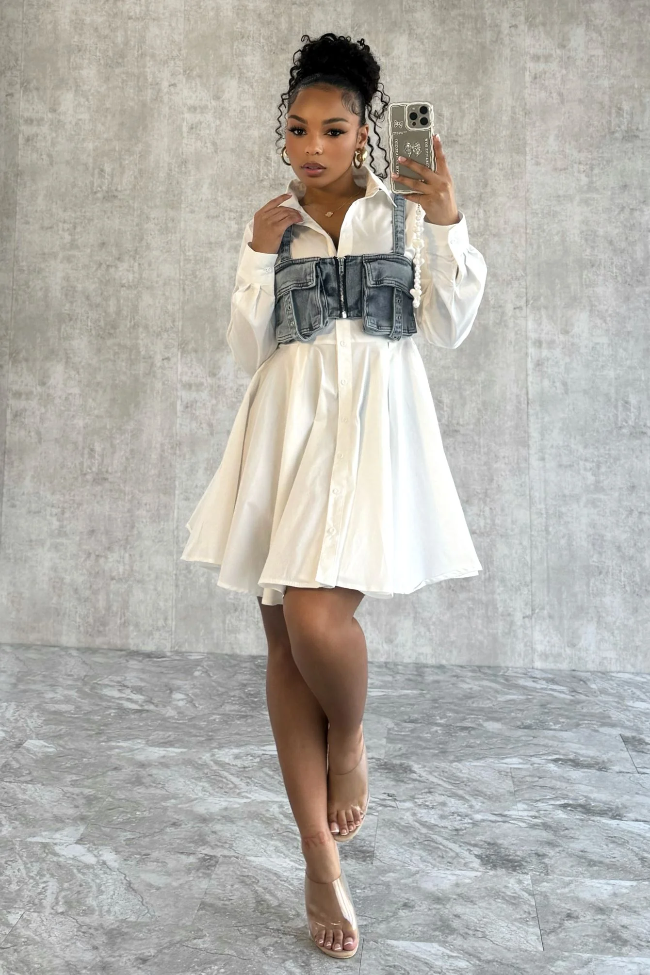 True Desire Poplin Button Up Shirts Dress - Image 2