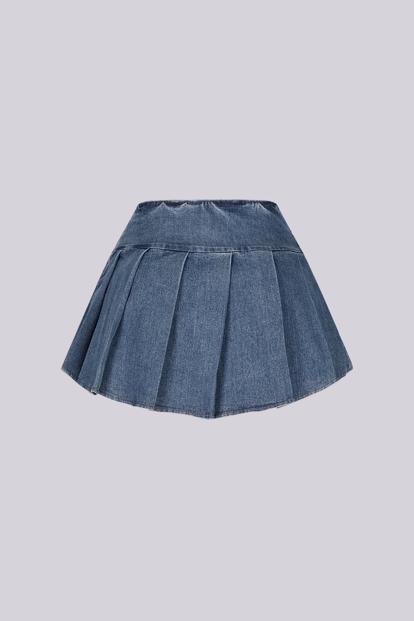 Lock Me In Pleated Denim Mini Skirt - Image 4