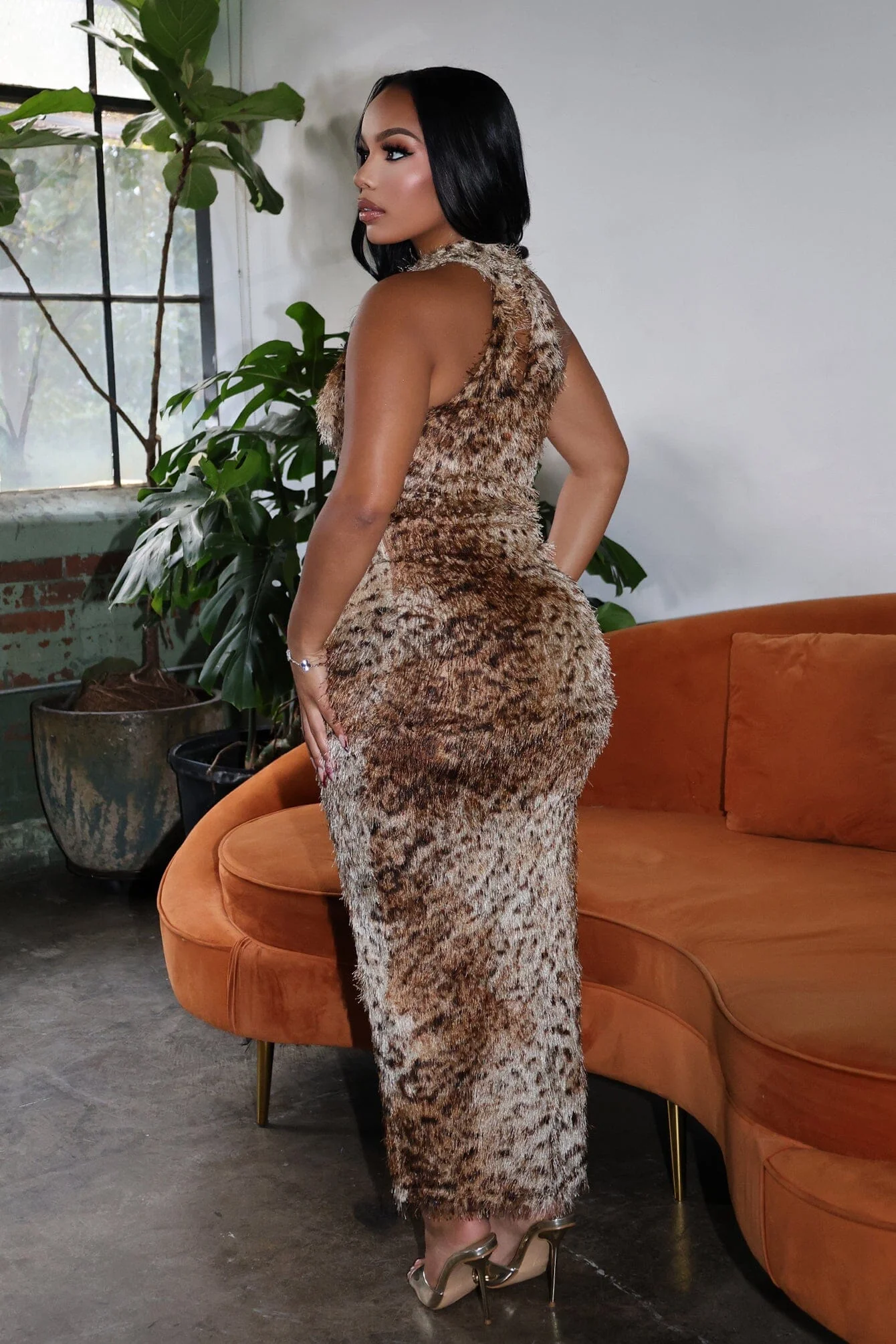 Lucille Animal Print Shaggy Maxi Dress - Image 2