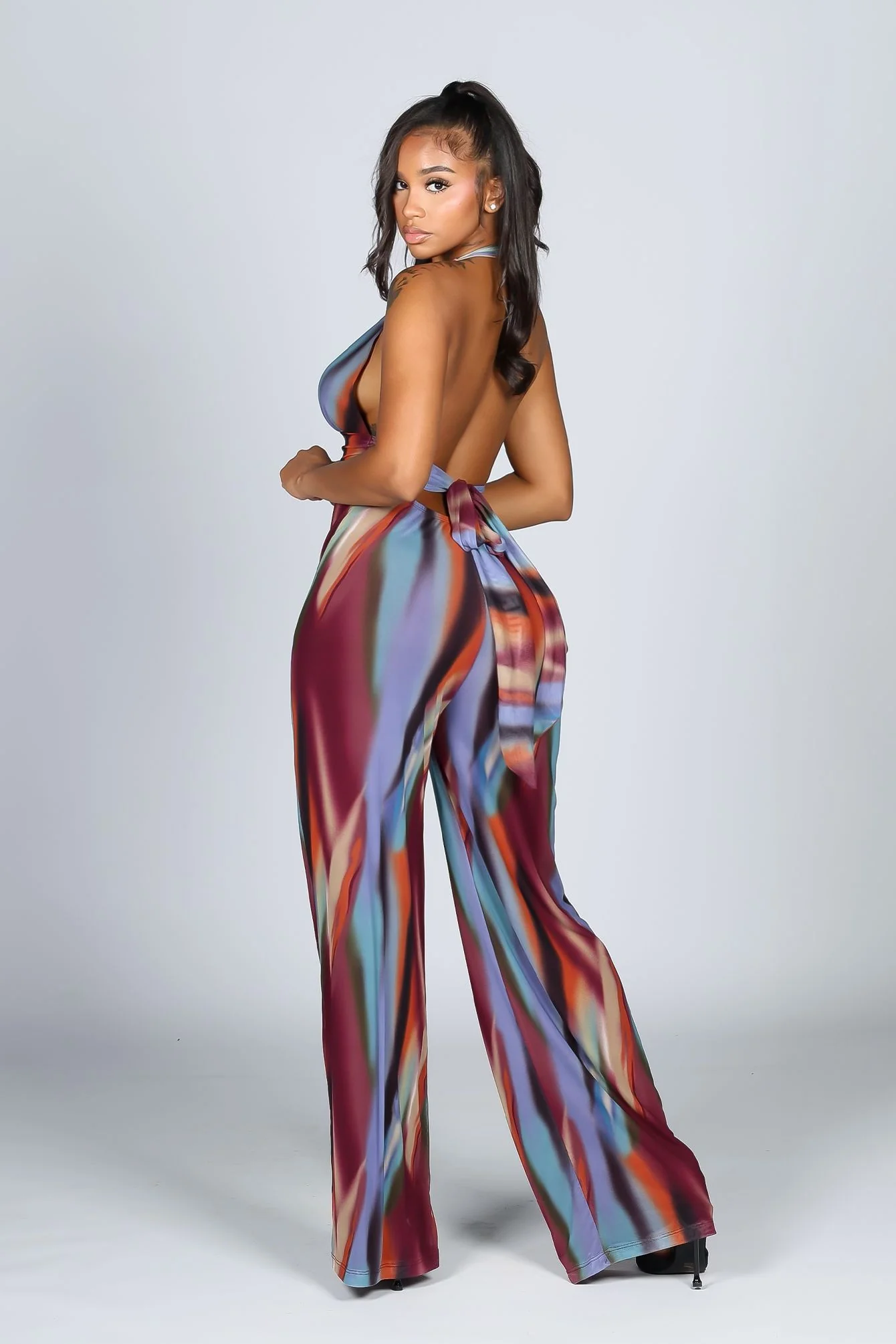 Luz Mesh Print Halter Jumpsuit - Image 3
