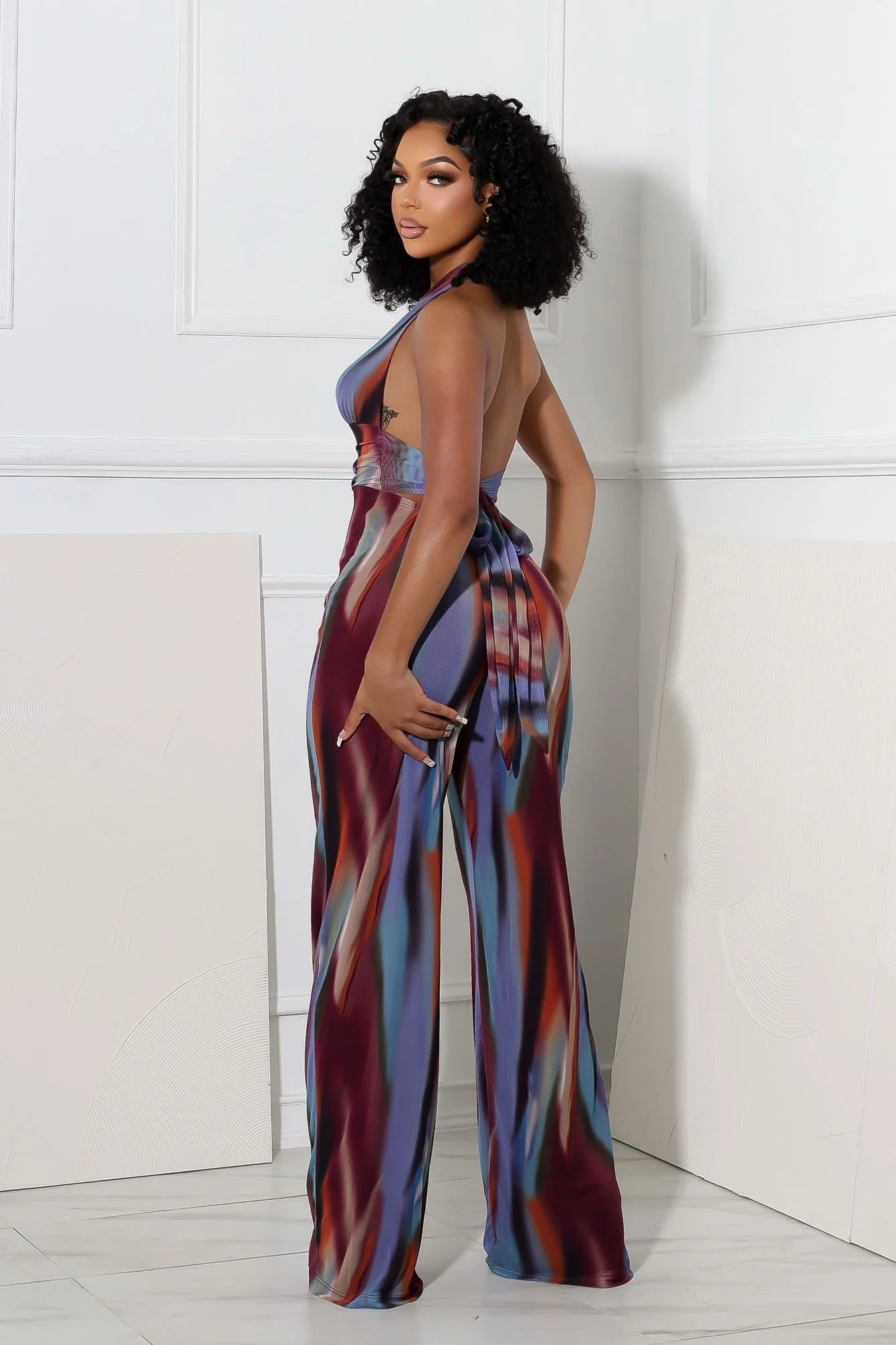 Luz Mesh Print Halter Jumpsuit - Image 5