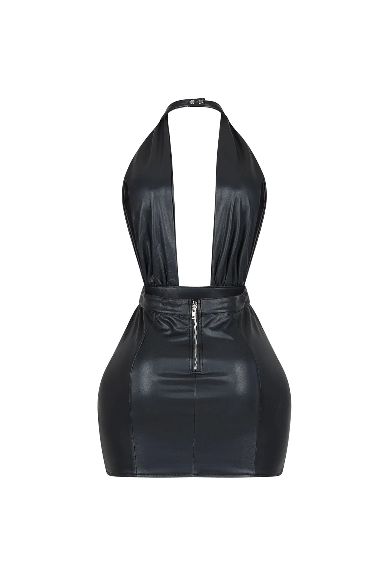 Marfa PU Deep V Neck Dress - Image 8