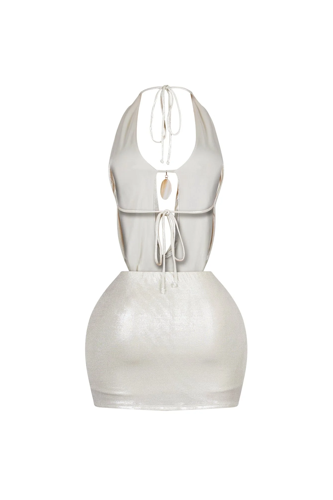 Marfil Seashell Metallic Halter Mini Dress - Image 6