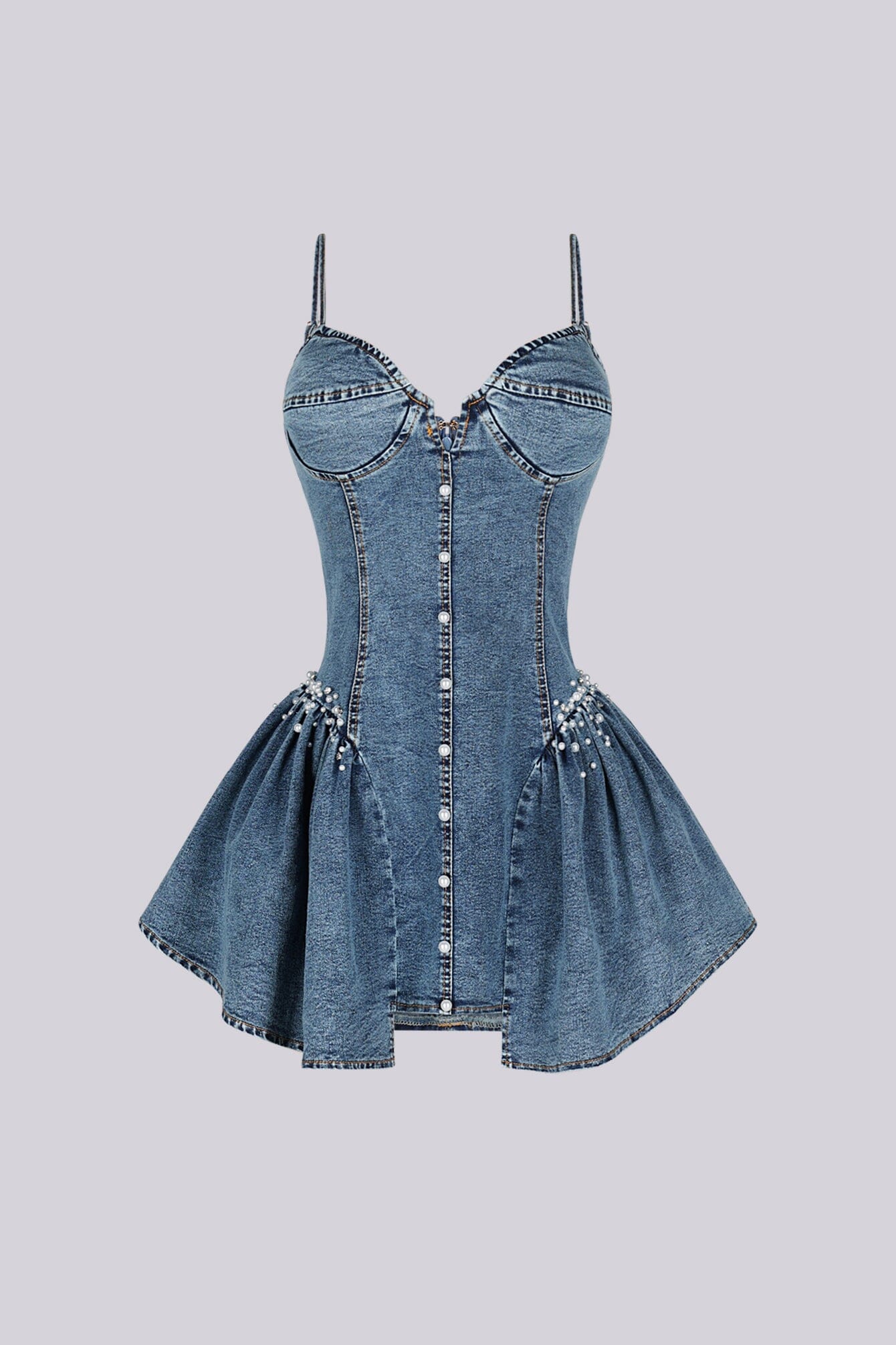 Maribel Pearl Denim Mini Dress - Image 4