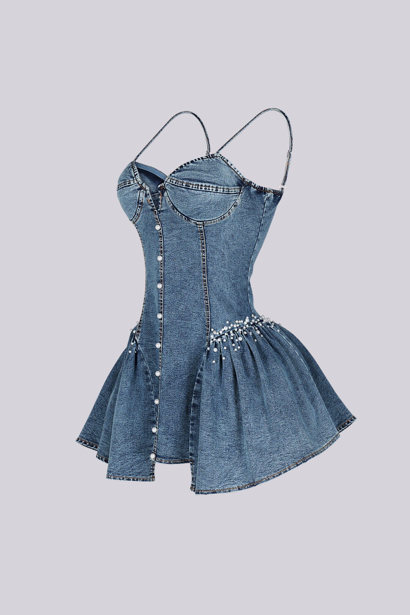 Maribel Pearl Denim Mini Dress - Image 5