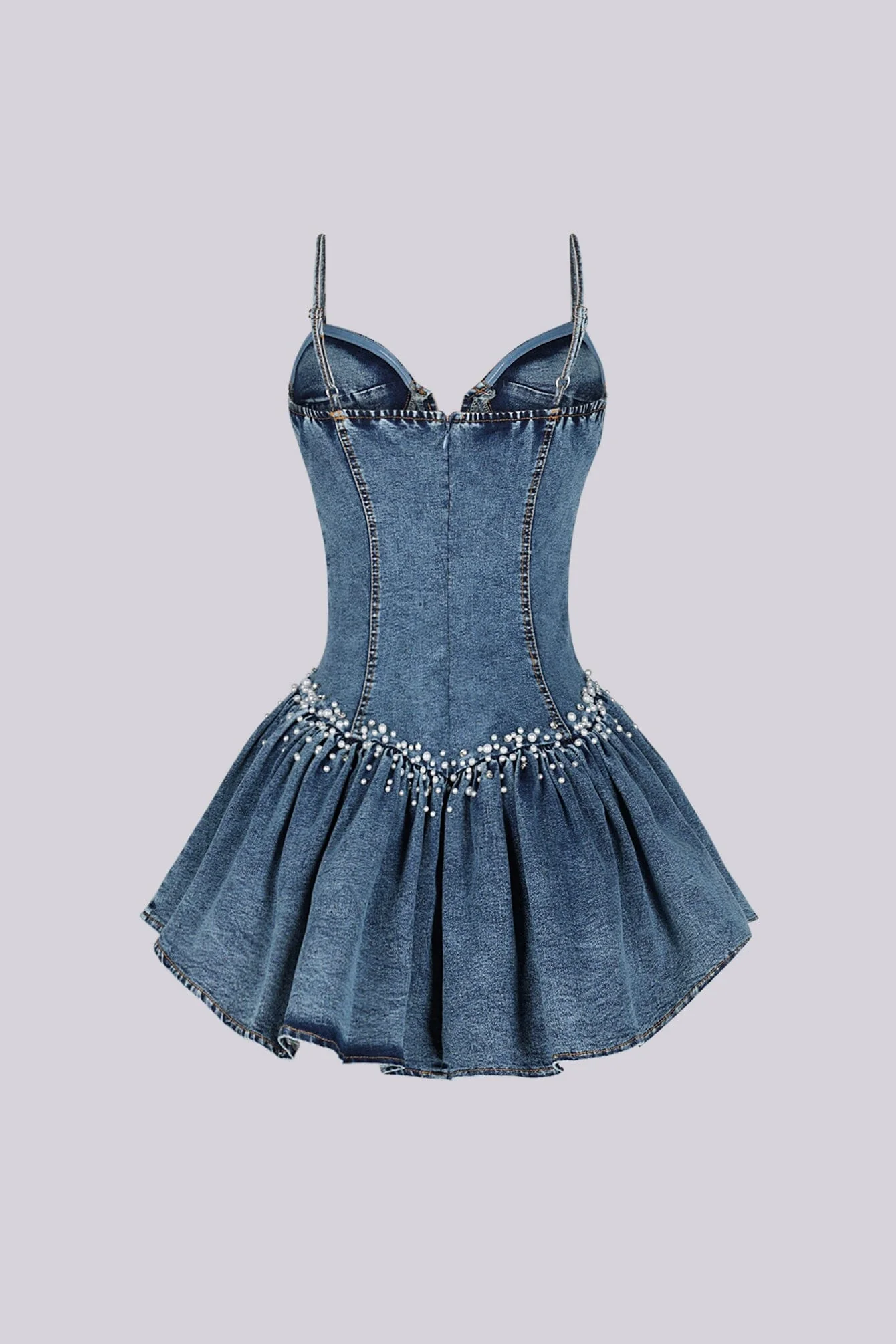 Maribel Pearl Denim Mini Dress - Image 6