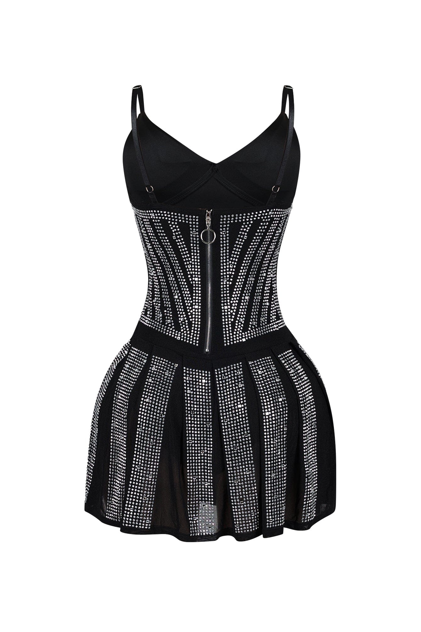 Marie Mesh Rhinestone Pleated Mini Dress - Image 4