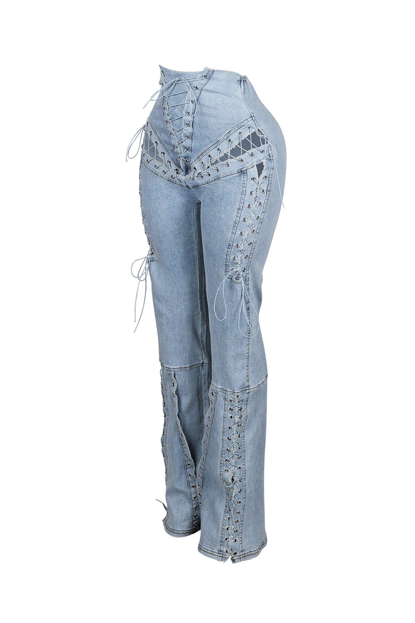 Marise High Waist Lace Up Jeans - Image 10