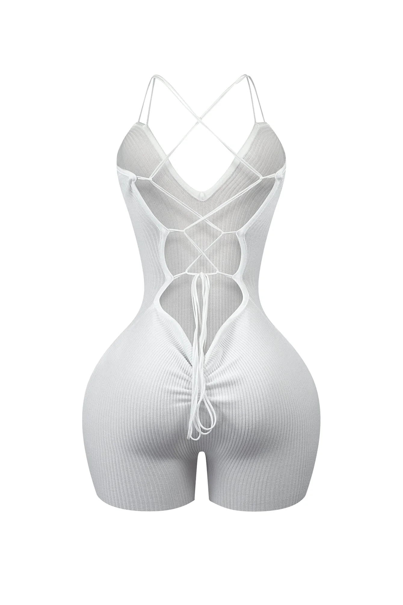 Marvin Double Straps Lace Up Knit Romper - Image 8