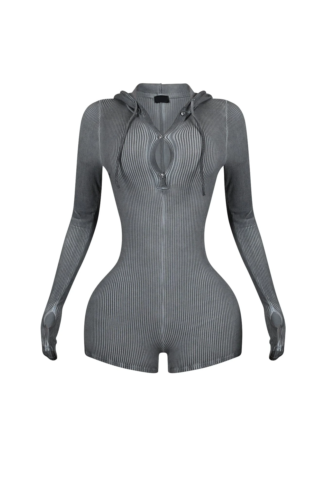 Meg Mineral Washed Hoodie Thumbhole Romper - Image 3
