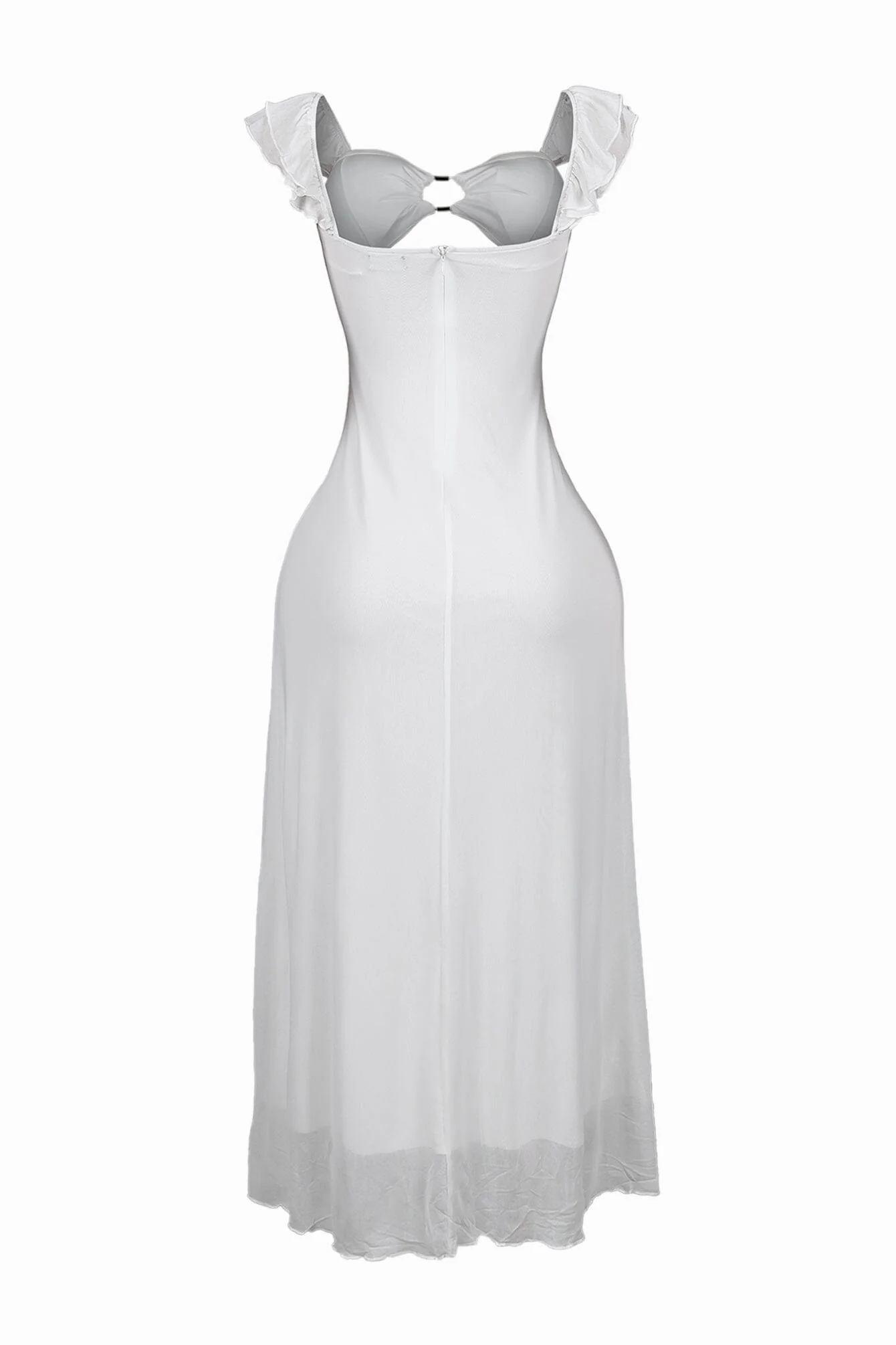 Megan Mesh Cutout Ruffle Midi Dress - Image 8