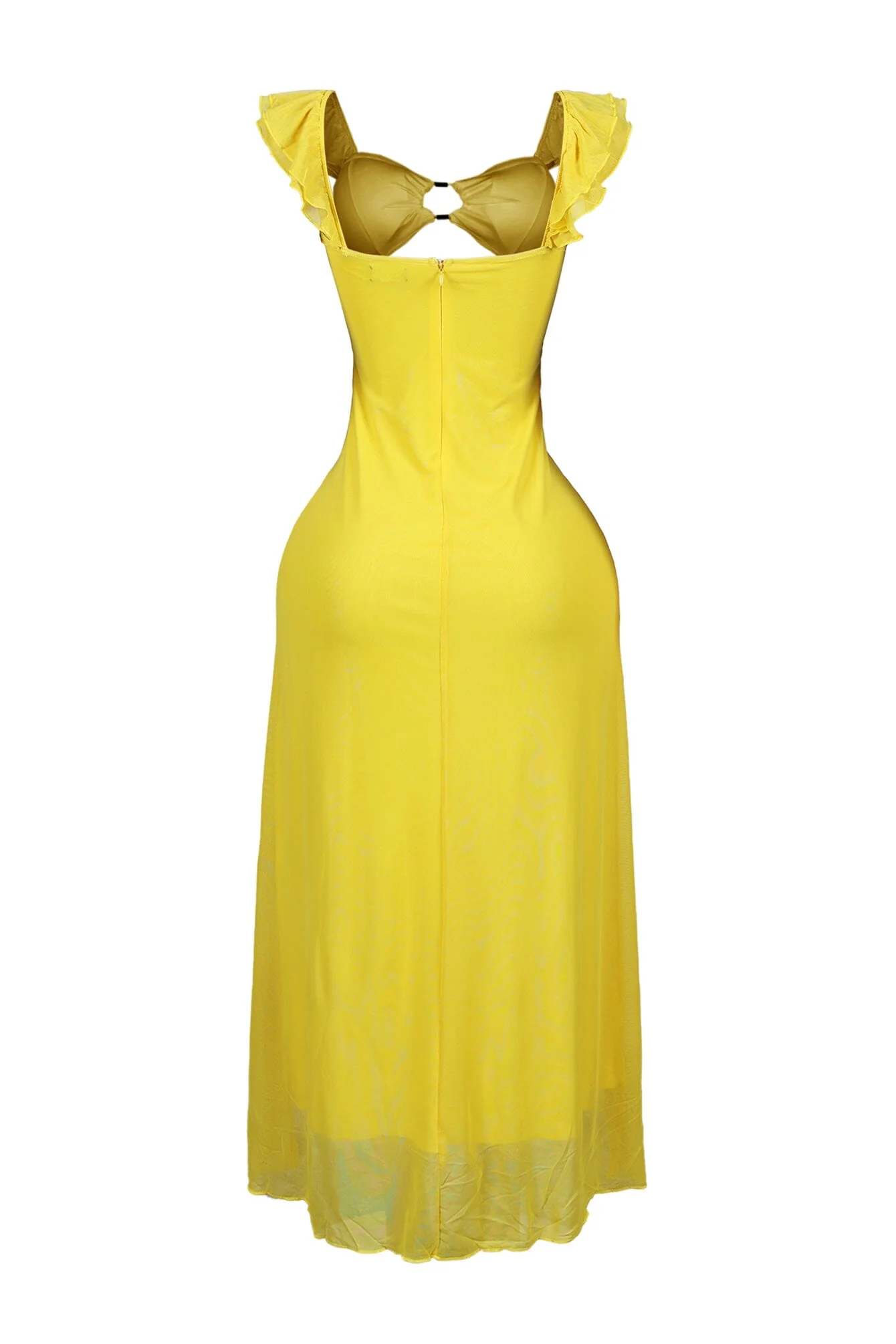 Megan Mesh Cutout Ruffle Midi Dress - Image 9