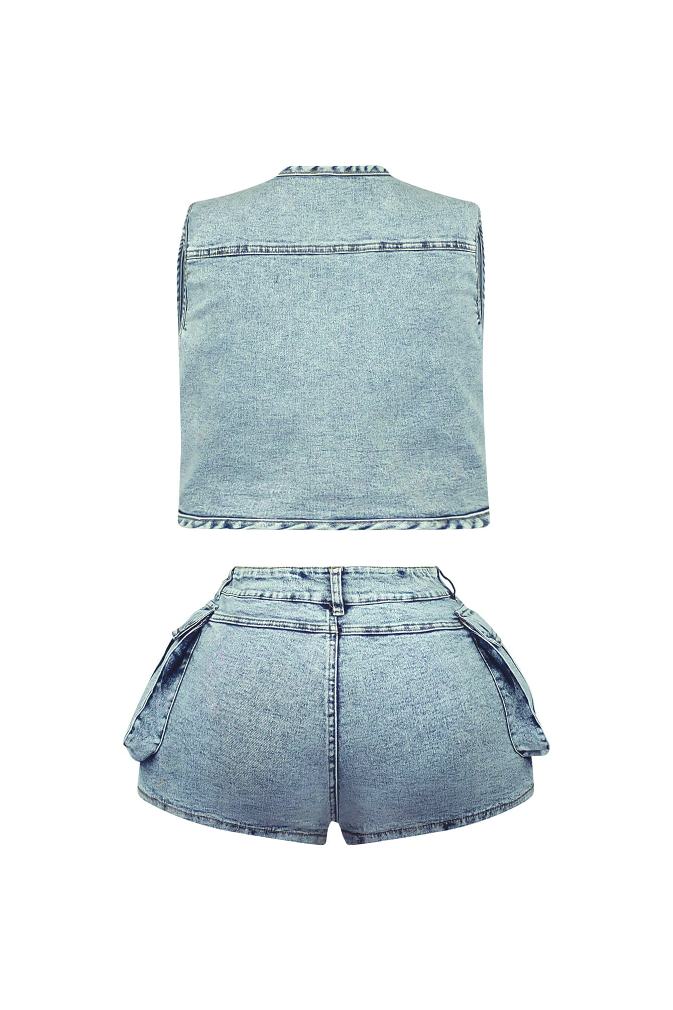 Memories Stone Washed Vest & Shorts SET - Image 5