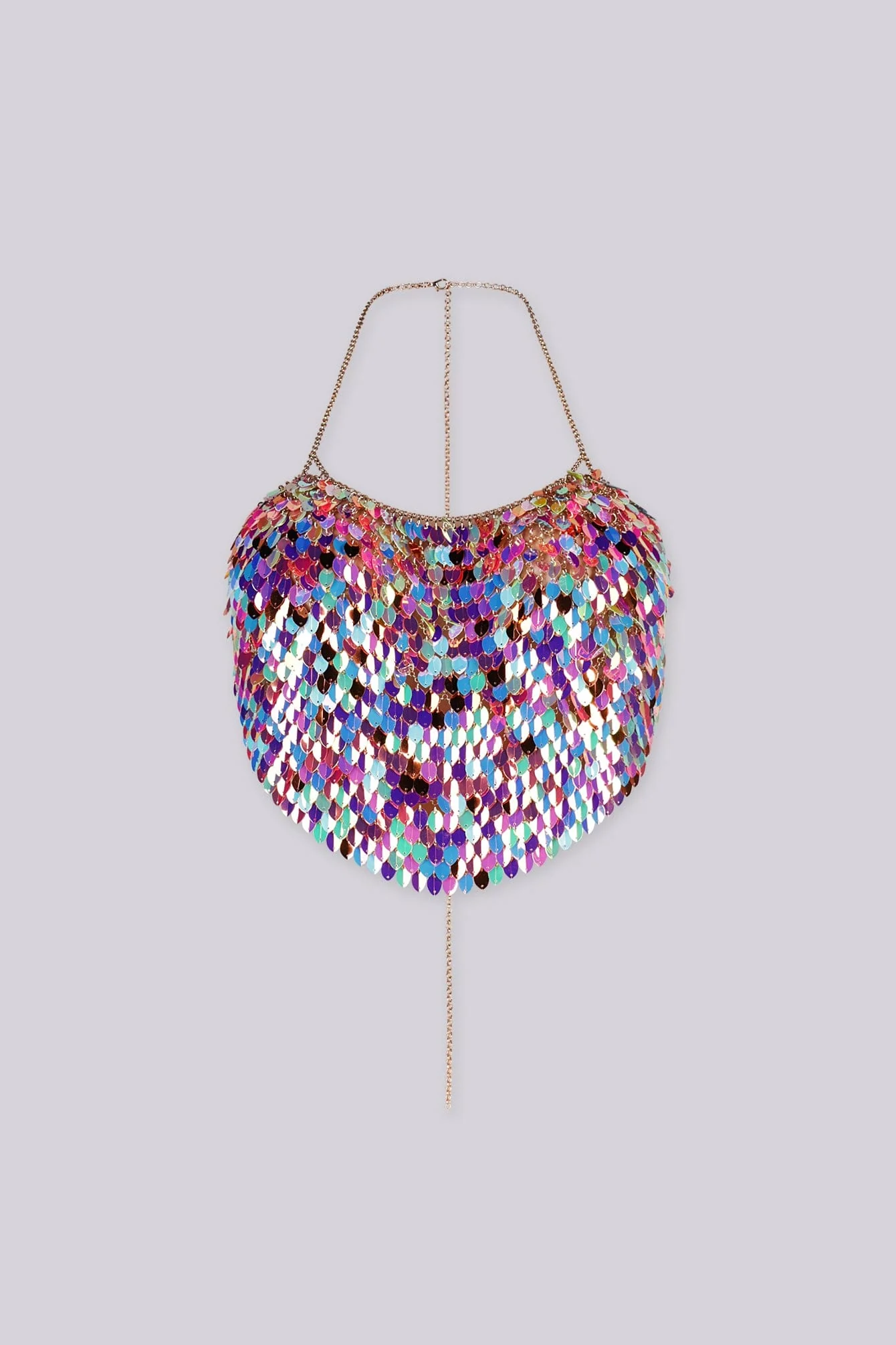 Mermaid Scale Chain Sequin Crop Top - Image 3