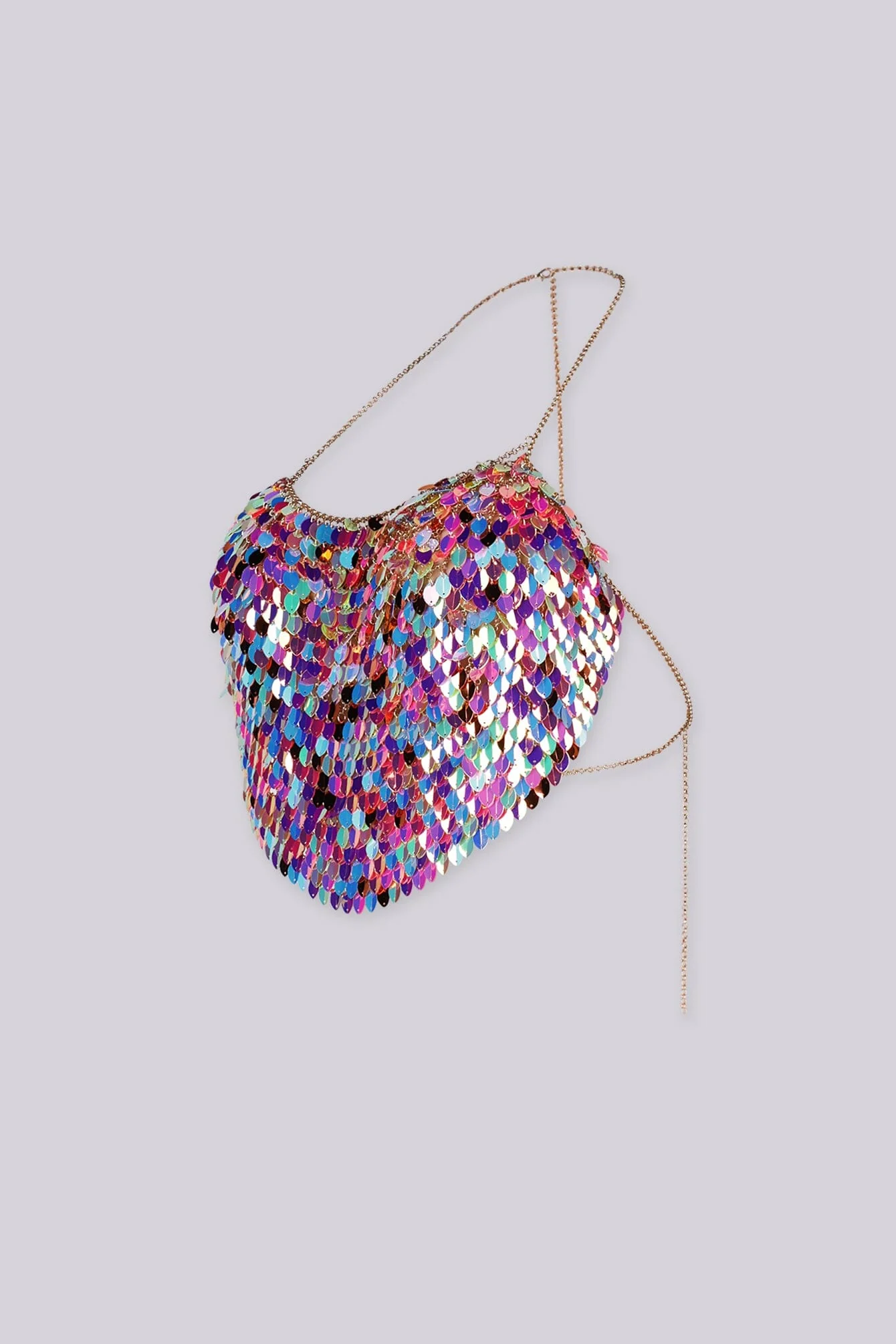 Mermaid Scale Chain Sequin Crop Top - Image 4