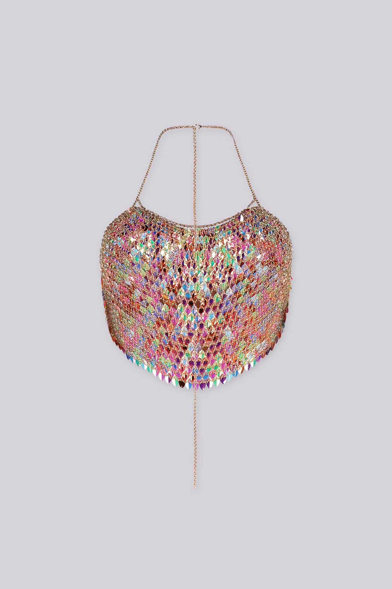 Mermaid Scale Chain Sequin Crop Top - Image 6