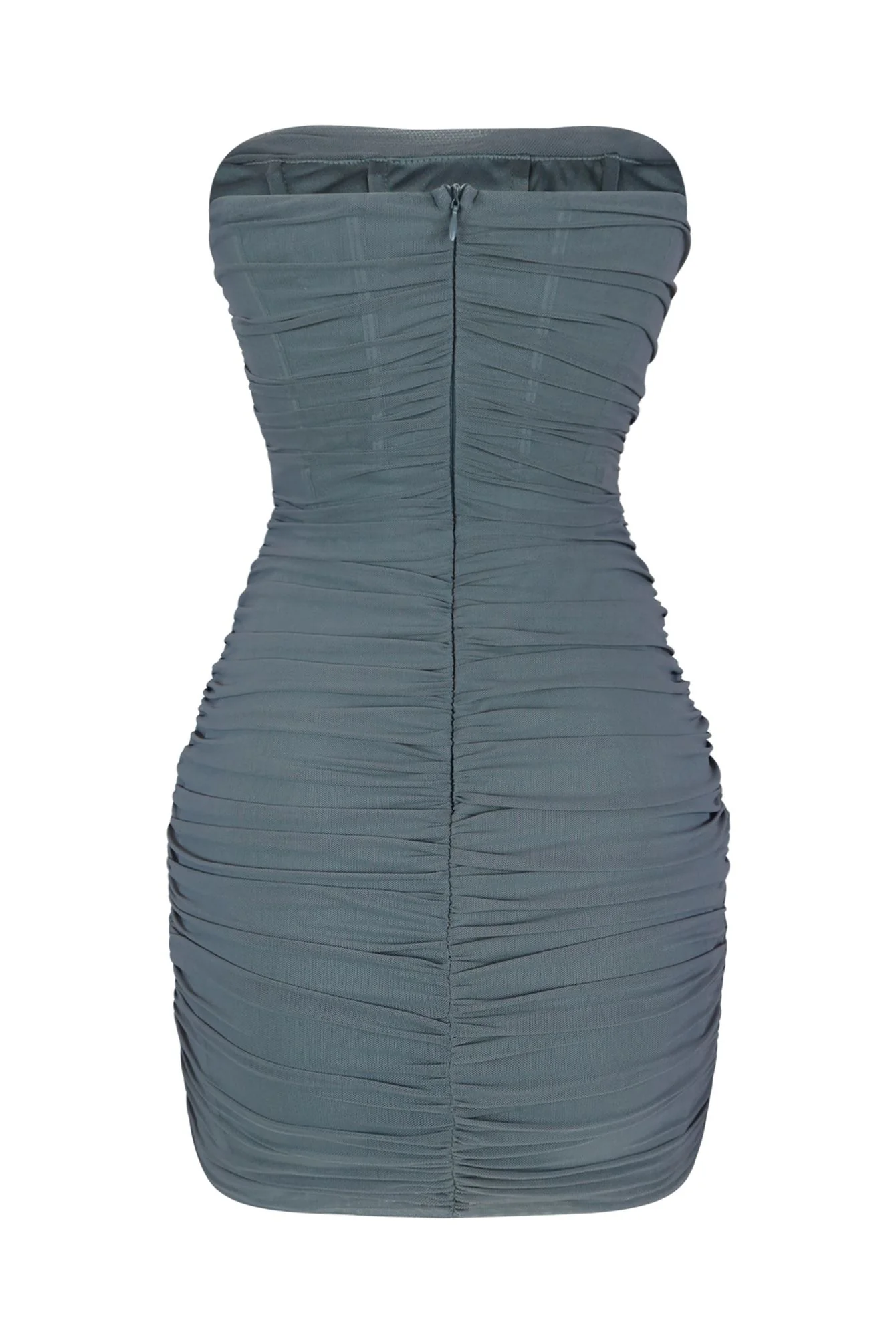 Not Too Late Mesh Ruched Mini Bustier Dress - Image 3