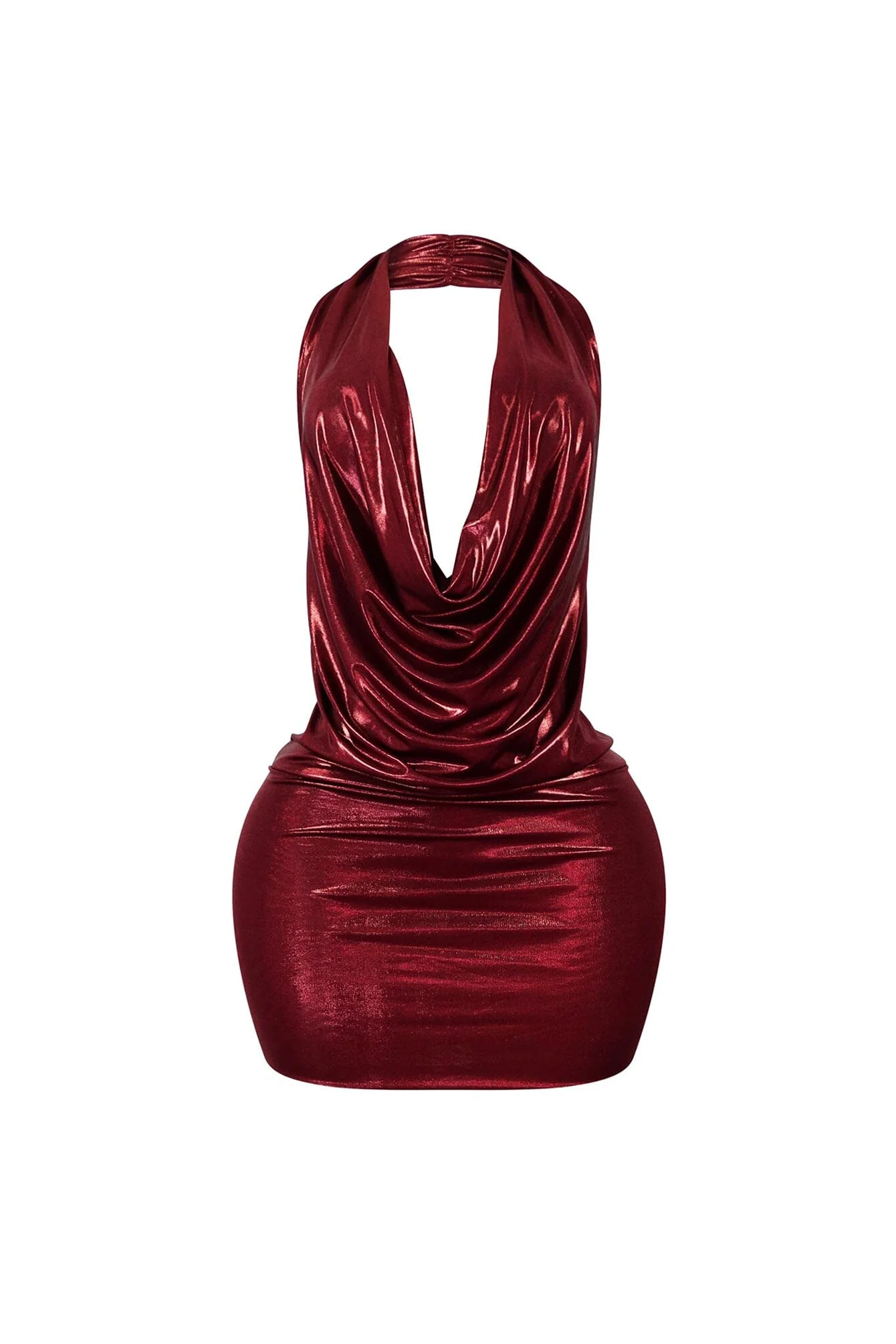 Talk Flirty Metallic Foil Halter Mini Dress - Image 9