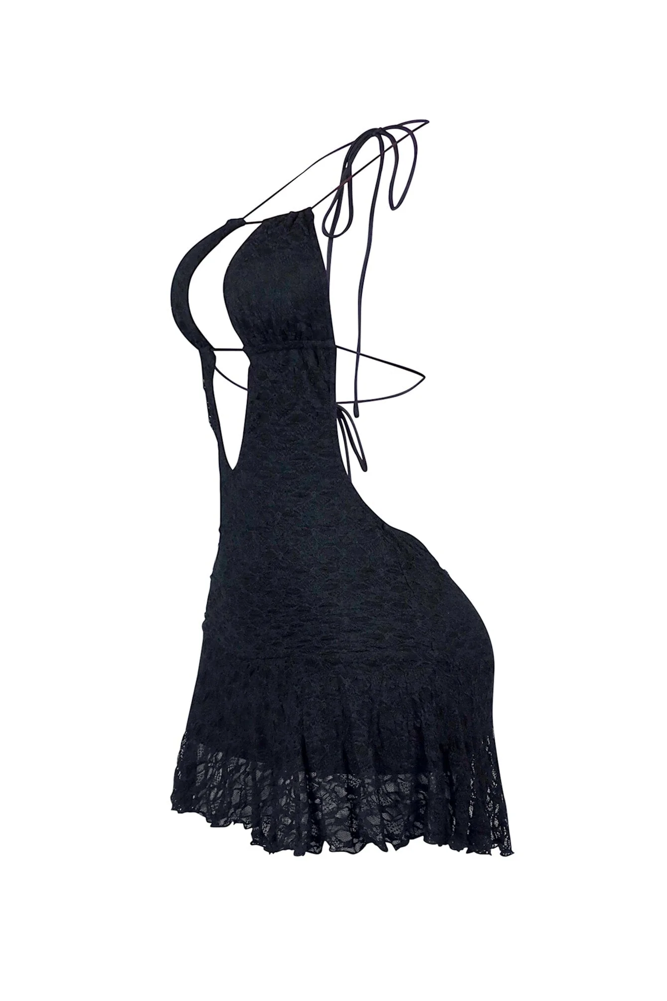 Midnight Serenade Halter Lace Cut Out Mini Dress - Image 4