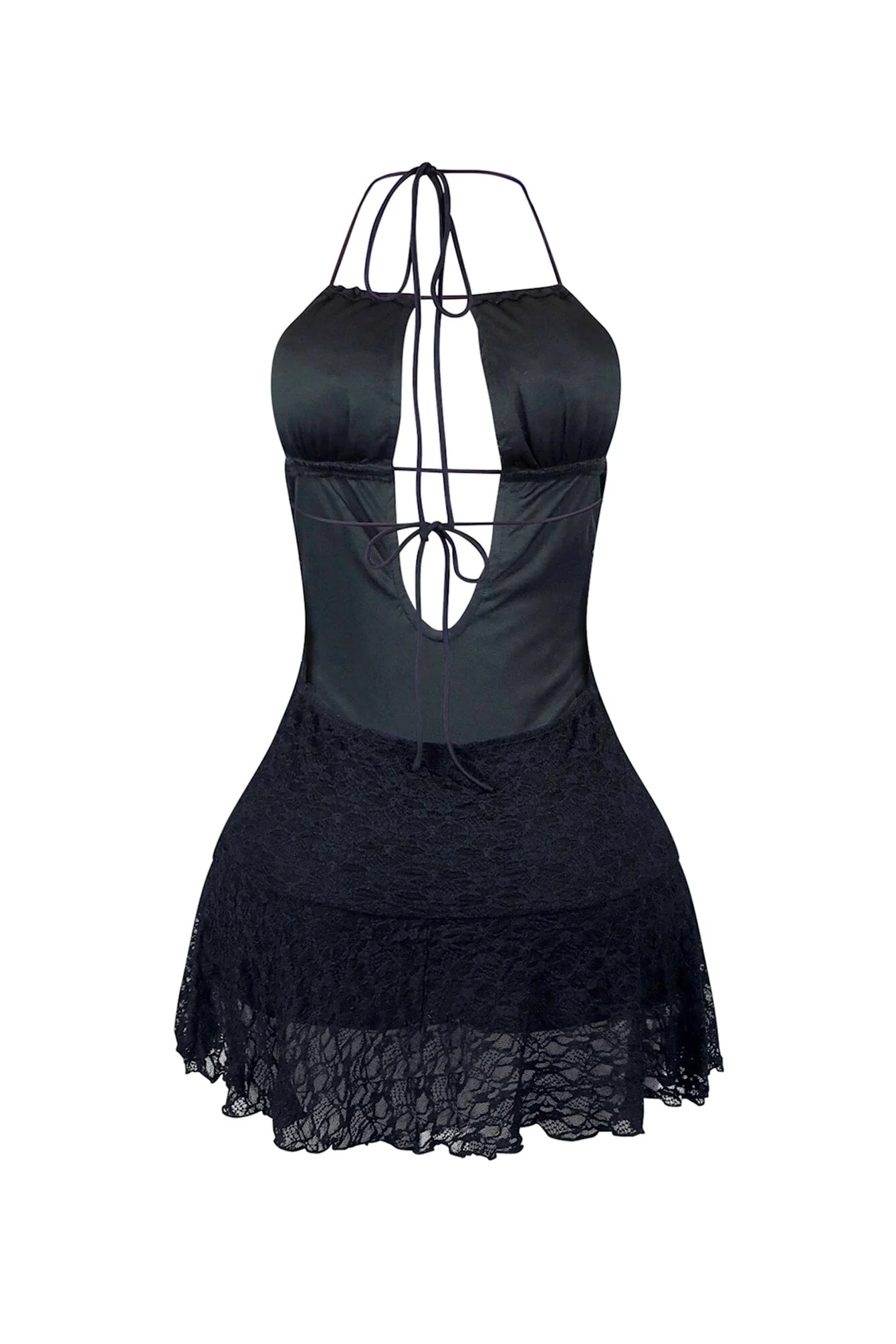 Midnight Serenade Halter Lace Cut Out Mini Dress - Image 5