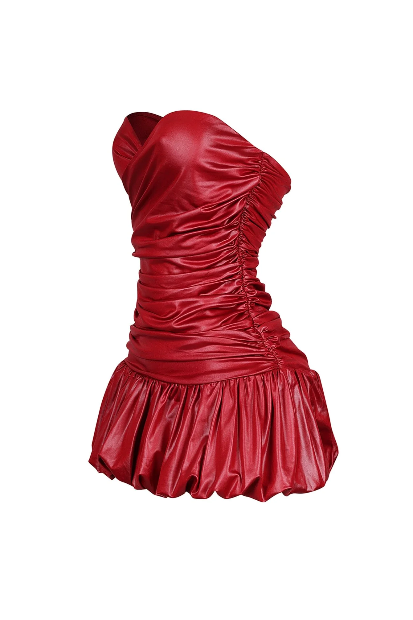 Mikah Shiny Ruched Bubble Mini Dress - Image 8
