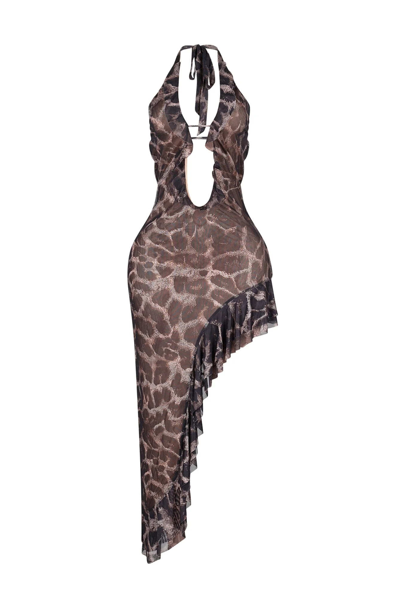 Milo Mesh Leopard Halter Midi Dress - Image 5