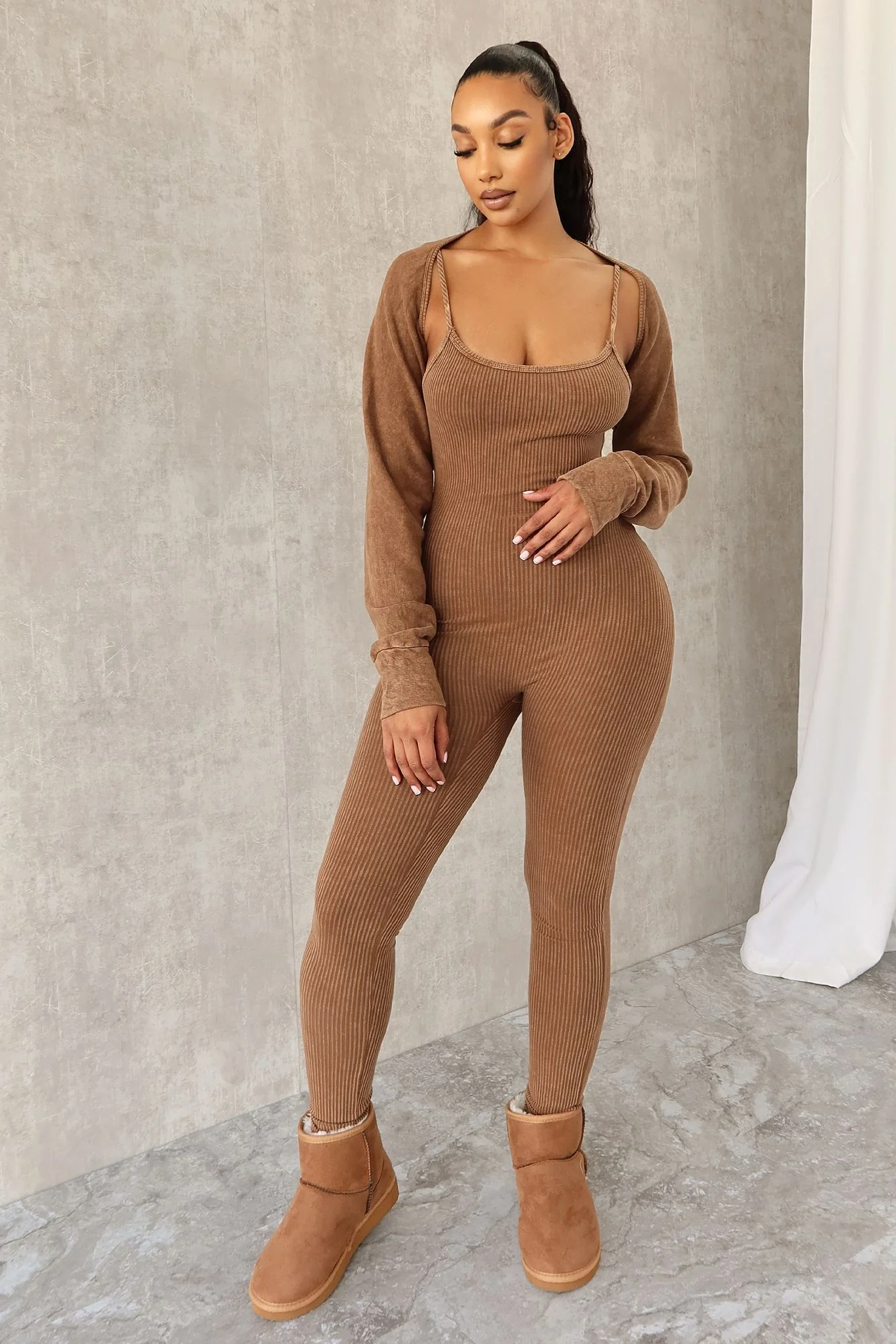 Cindy Mineral Washed Jumpsuit & Bolero SET - Image 3