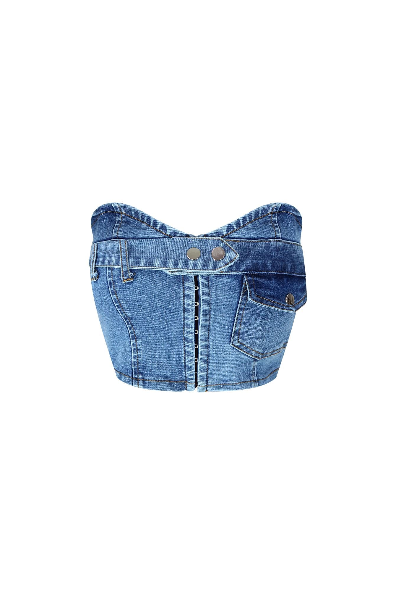Modest Corset Strapless Denim Top - Image 2