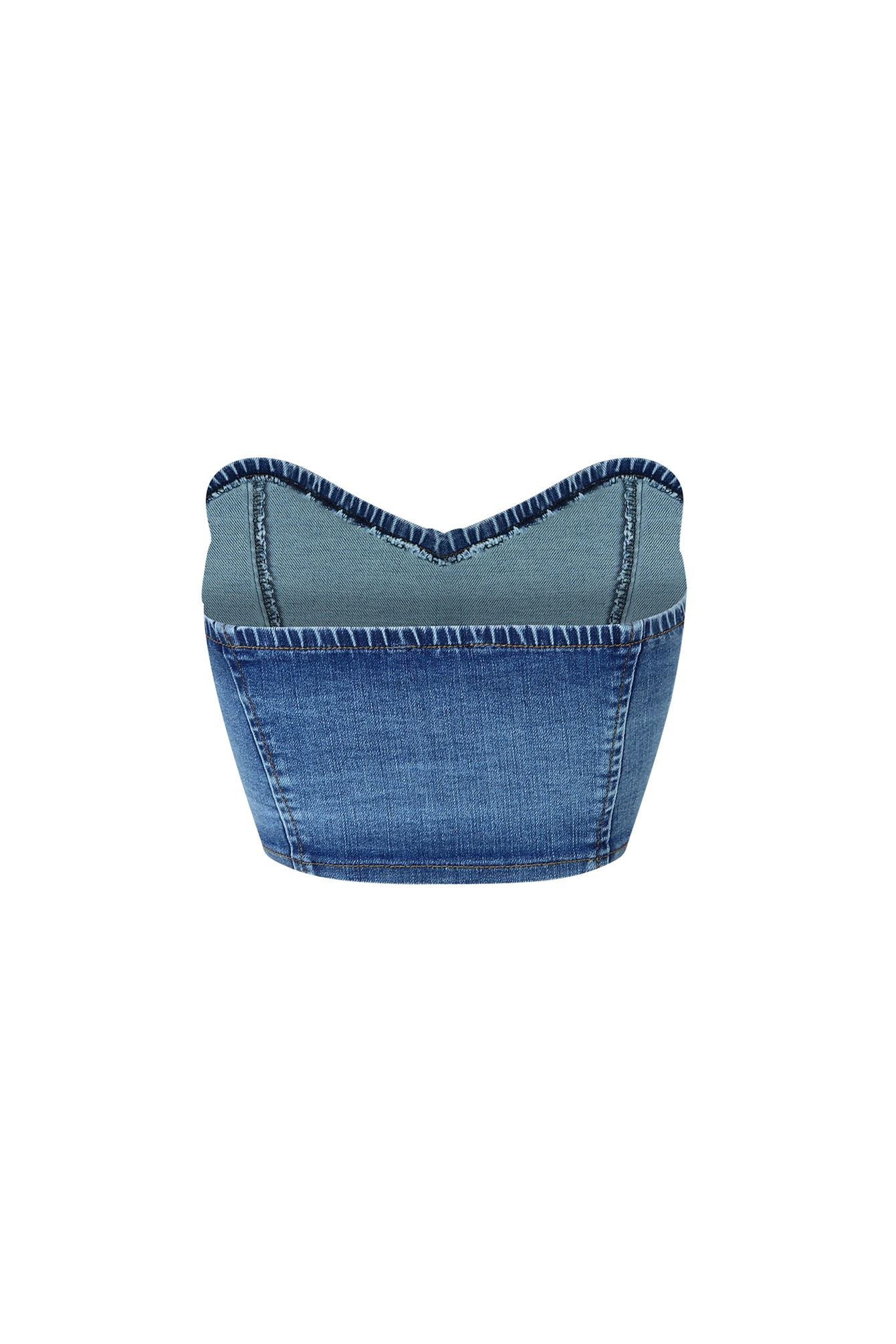 Modest Corset Strapless Denim Top - Image 3