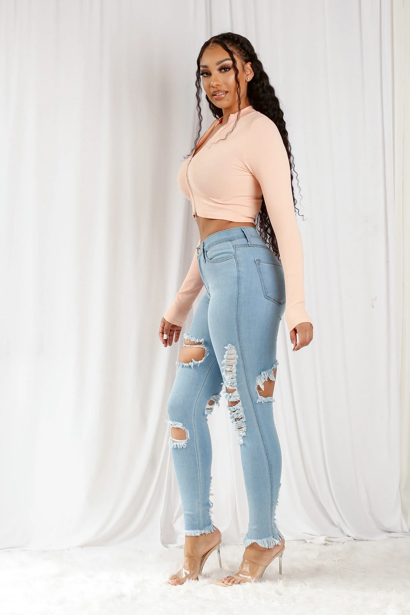 Muse Front And Back Distressed Skinny Jeans - Image 6