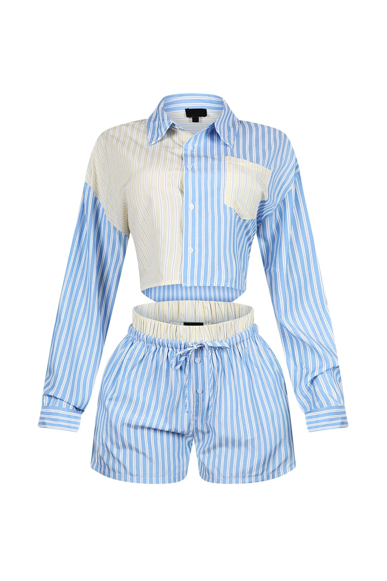 Nasia Pinstripe Poplin Boxer Top & Shorts SET - Image 4