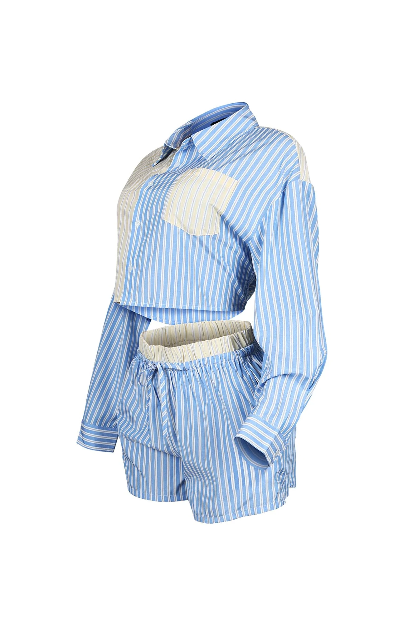 Nasia Pinstripe Poplin Boxer Top & Shorts SET - Image 5