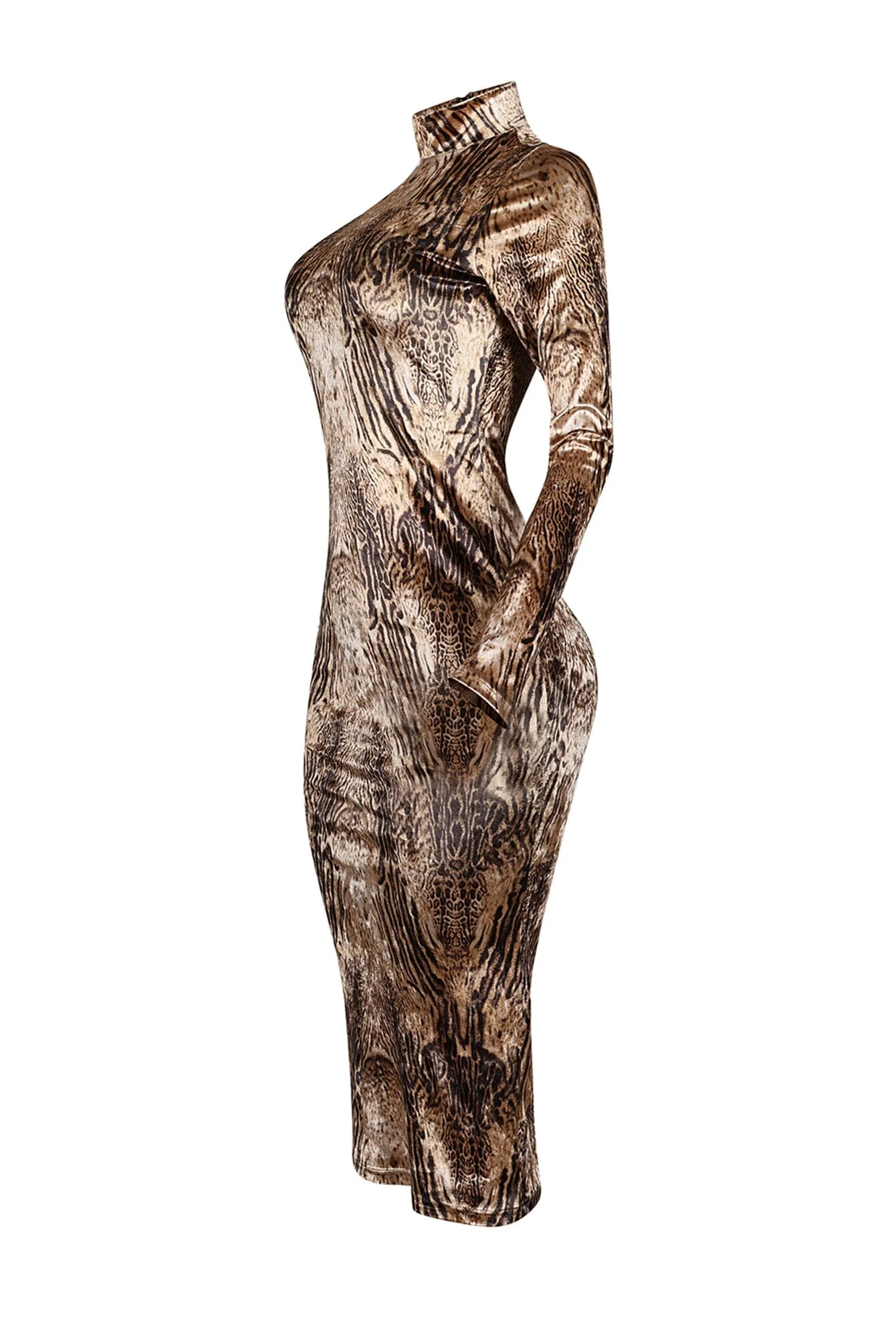Nikki Velvet Animal Print Midi Dress - Image 4