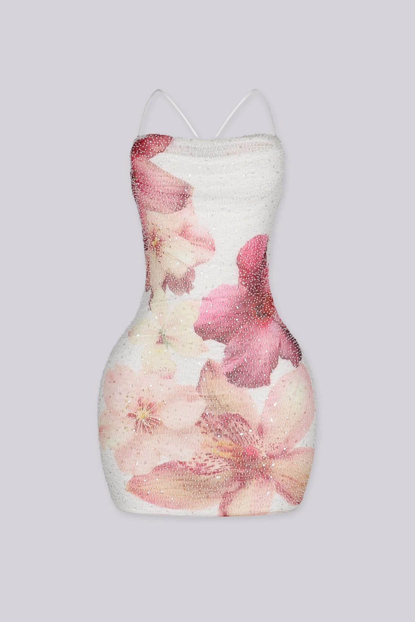 Noa Floral Beaded Cowl Mini Dress - Image 3