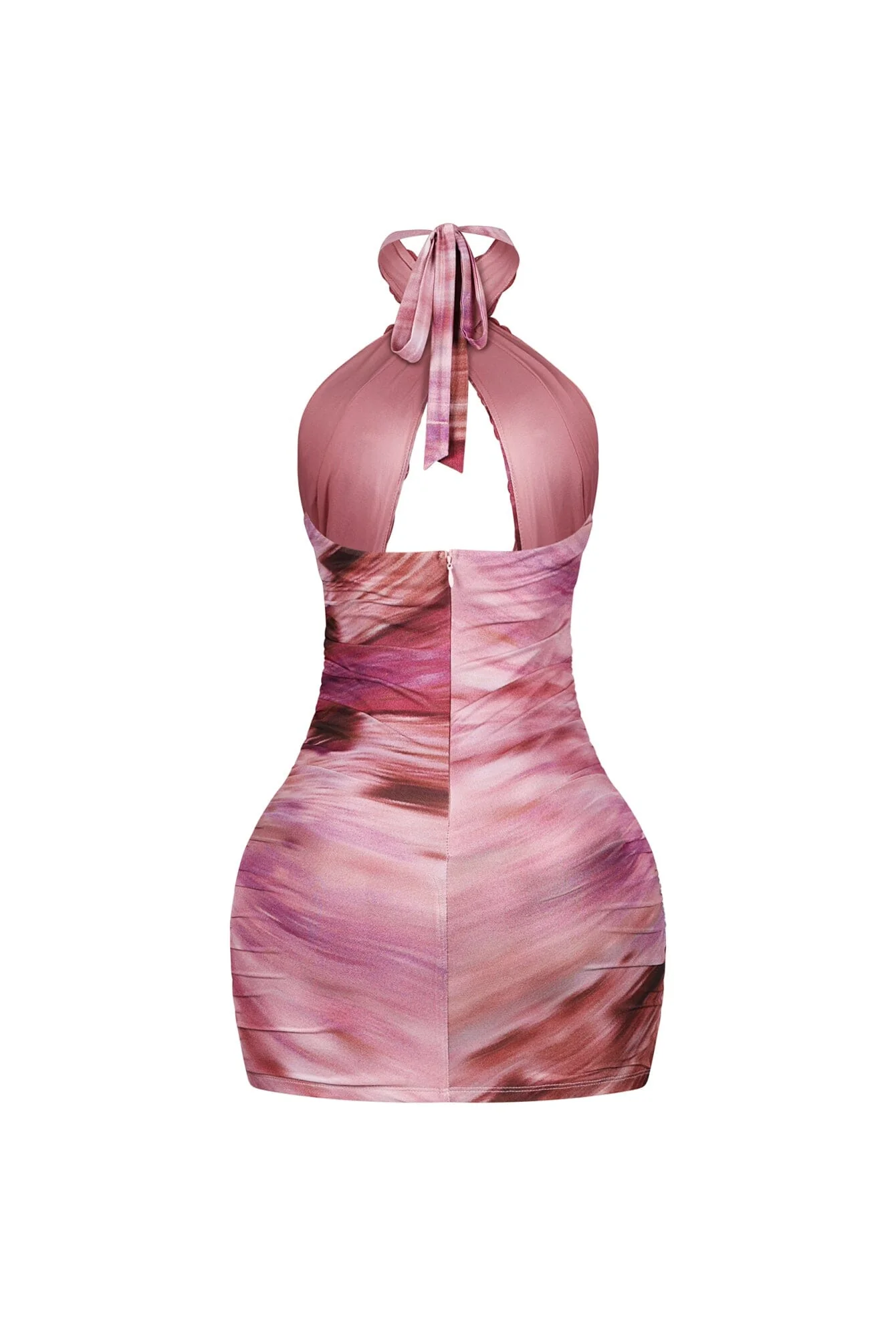 Noeline Mesh Print Lace Halter Mini Dress - Image 5