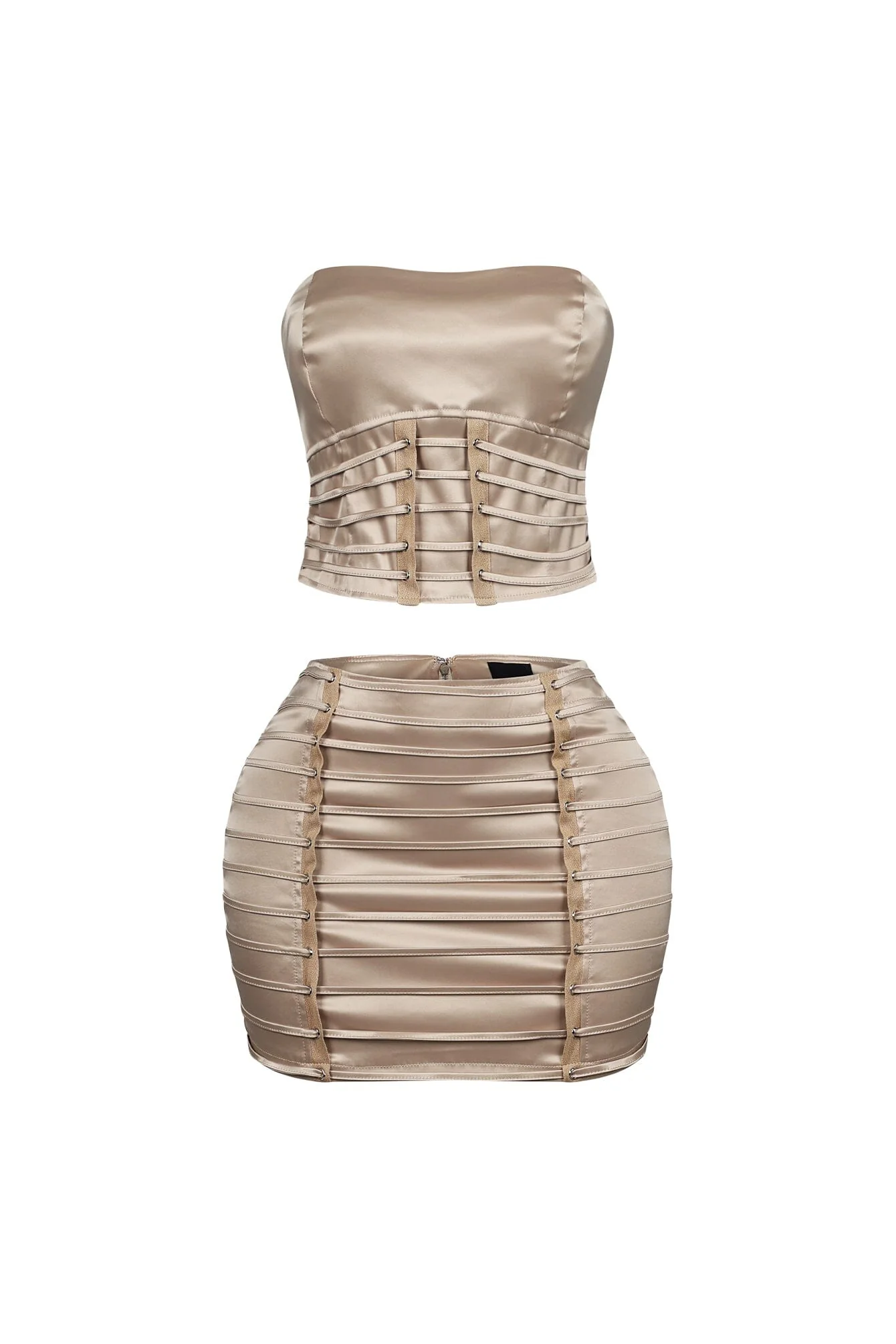 Nova Satin Lace Up Top & Skirt SET - Image 4
