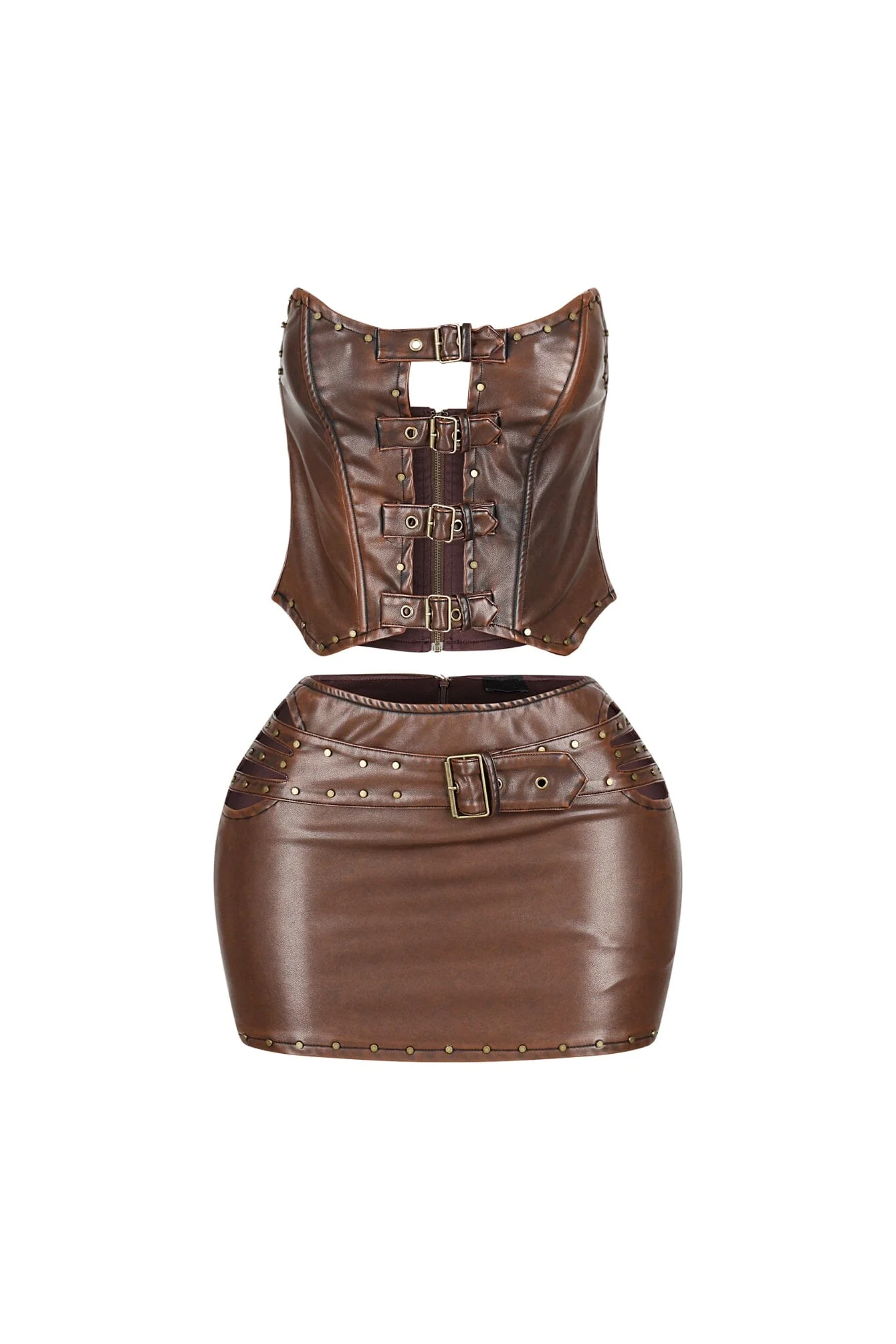 Nyssa Leather Grommets Top & Skirt SET - Image 4