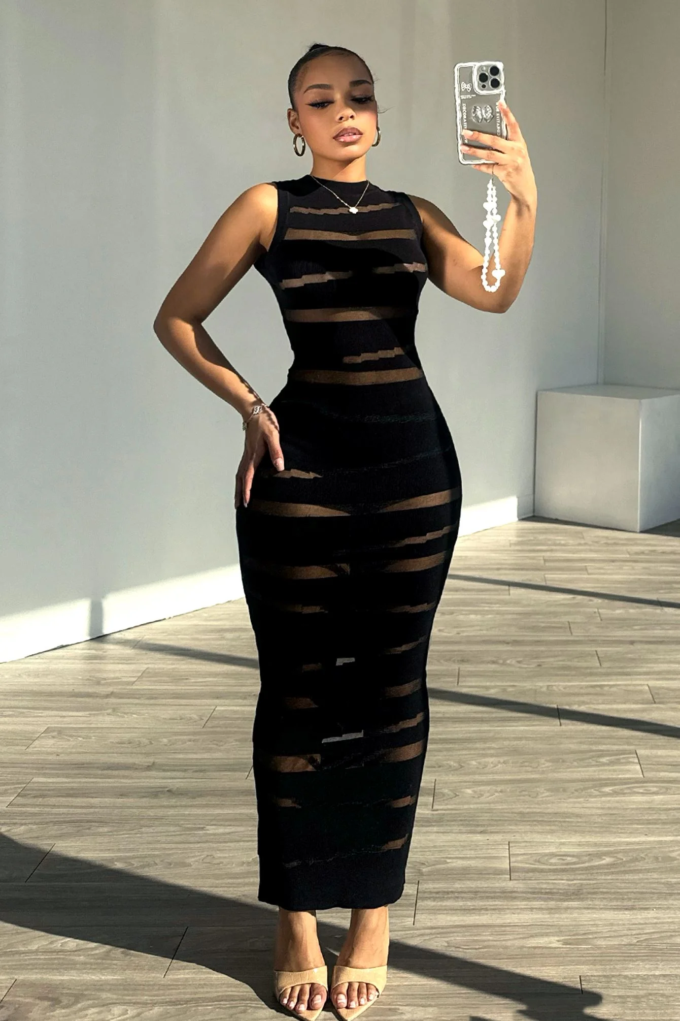 Obsidian Mesh Knit Contrast Dress - Image 6