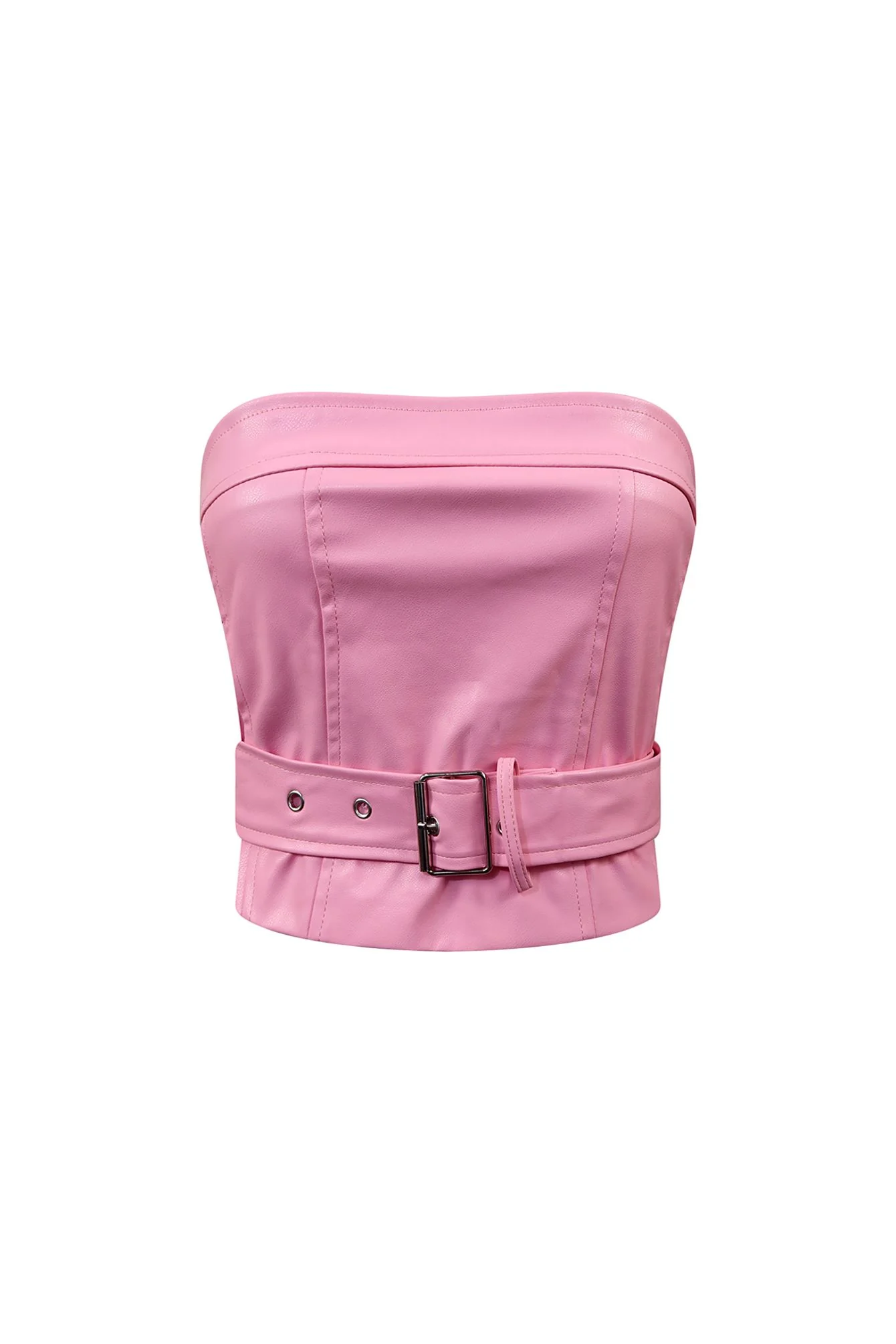 Only My Way Belted Tube PU Top - Image 5