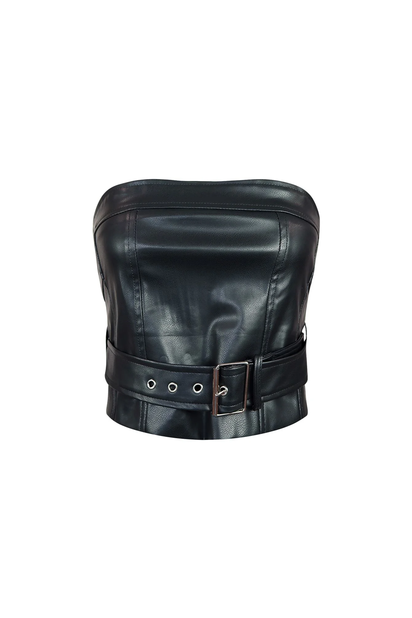 Only My Way Belted Tube PU Top - Image 6