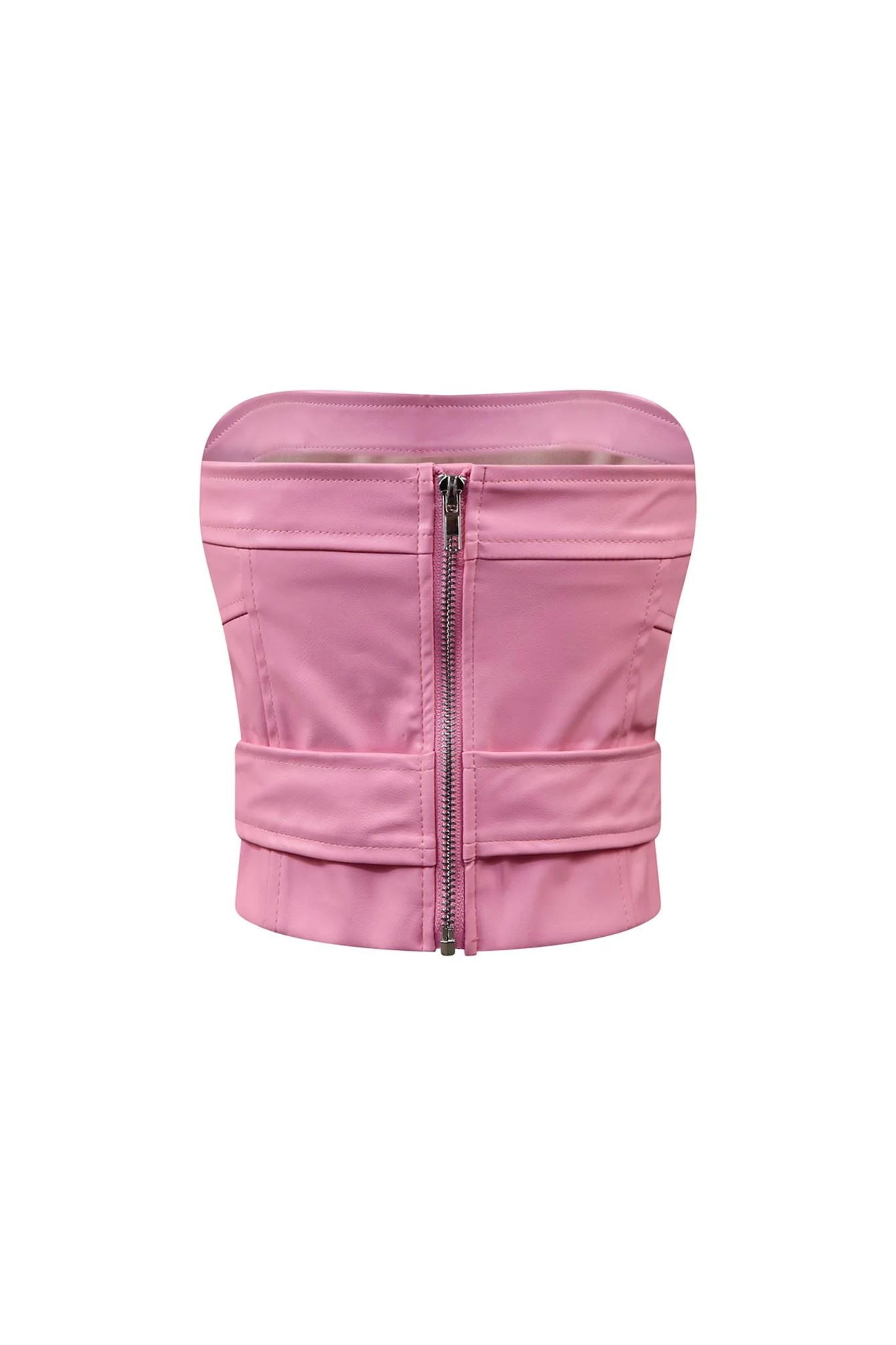 Only My Way Belted Tube PU Top - Image 7