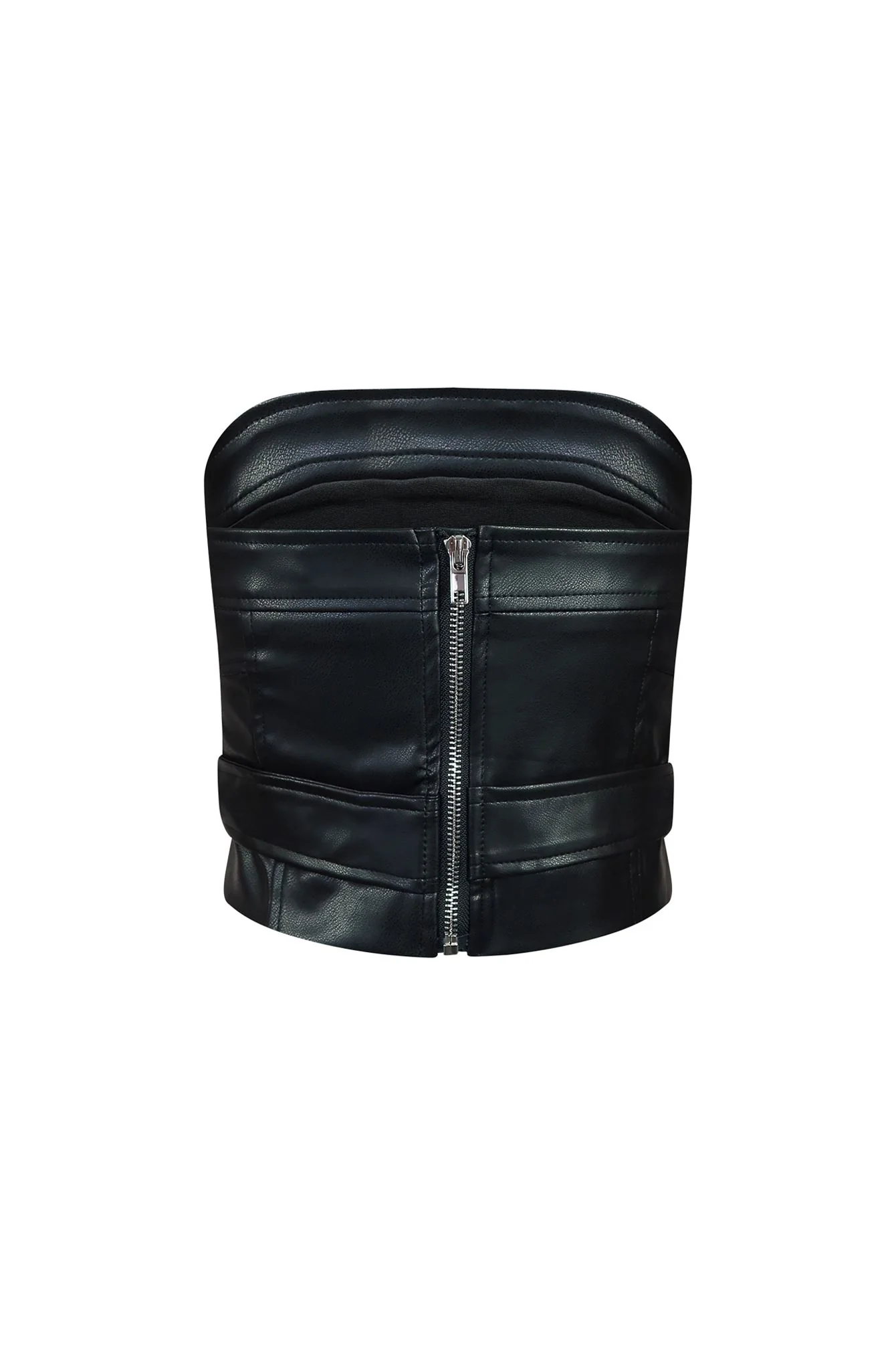 Only My Way Belted Tube PU Top - Image 8