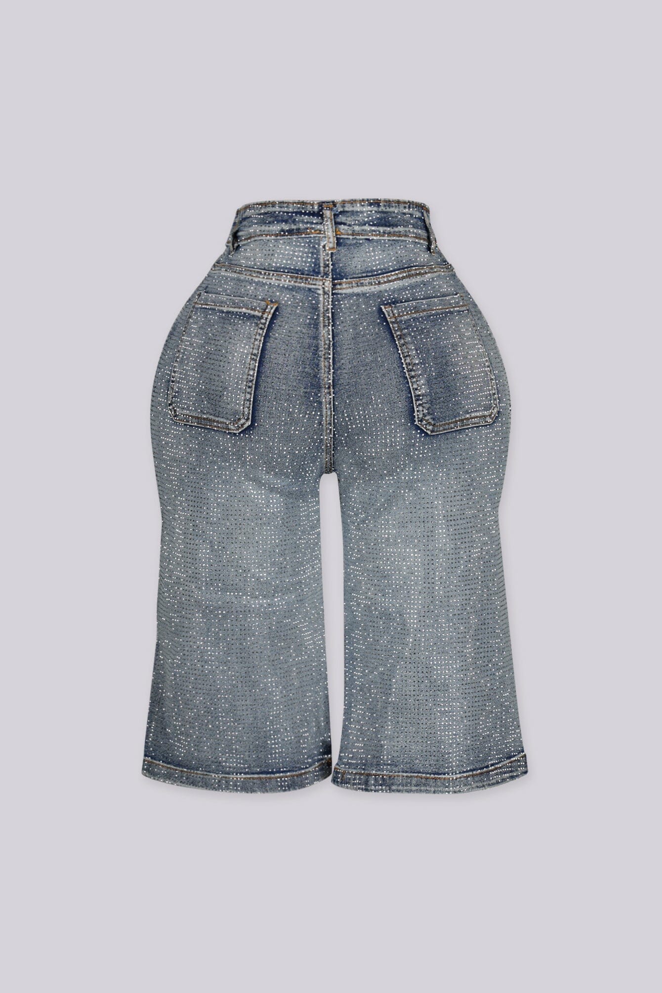 Opulent Rhinestone Denim Bermuda Shorts - Image 5