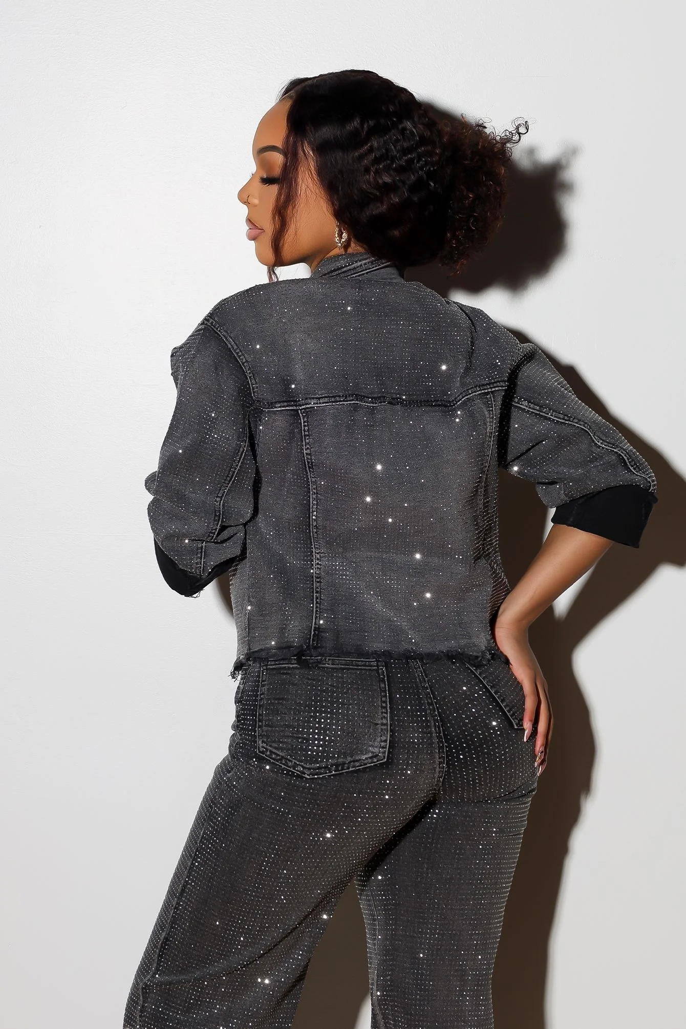 Opulent Rhinestone Denim Jacket - Image 3