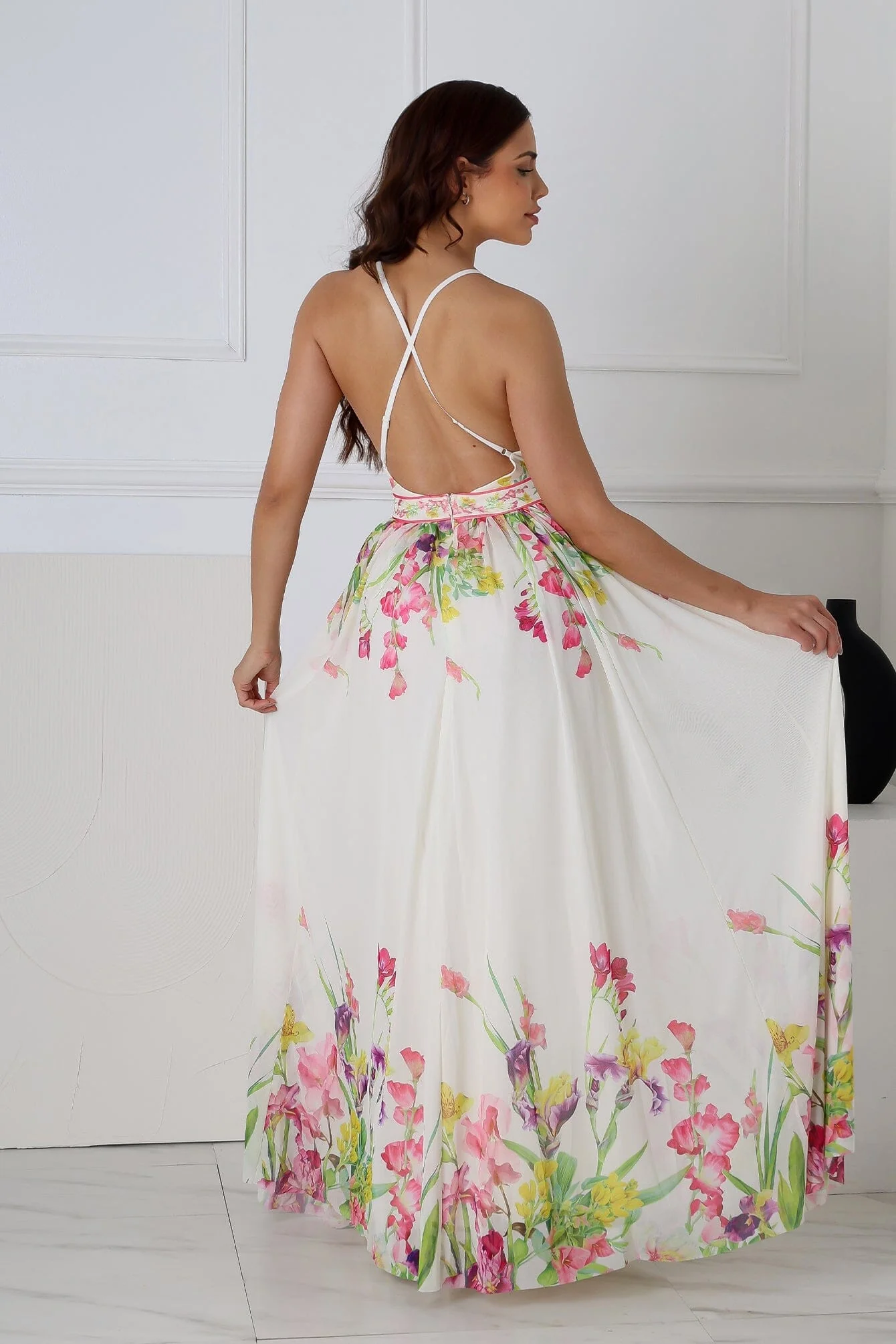 Osono Mesh Floral Printed Maxi Dress - Image 6