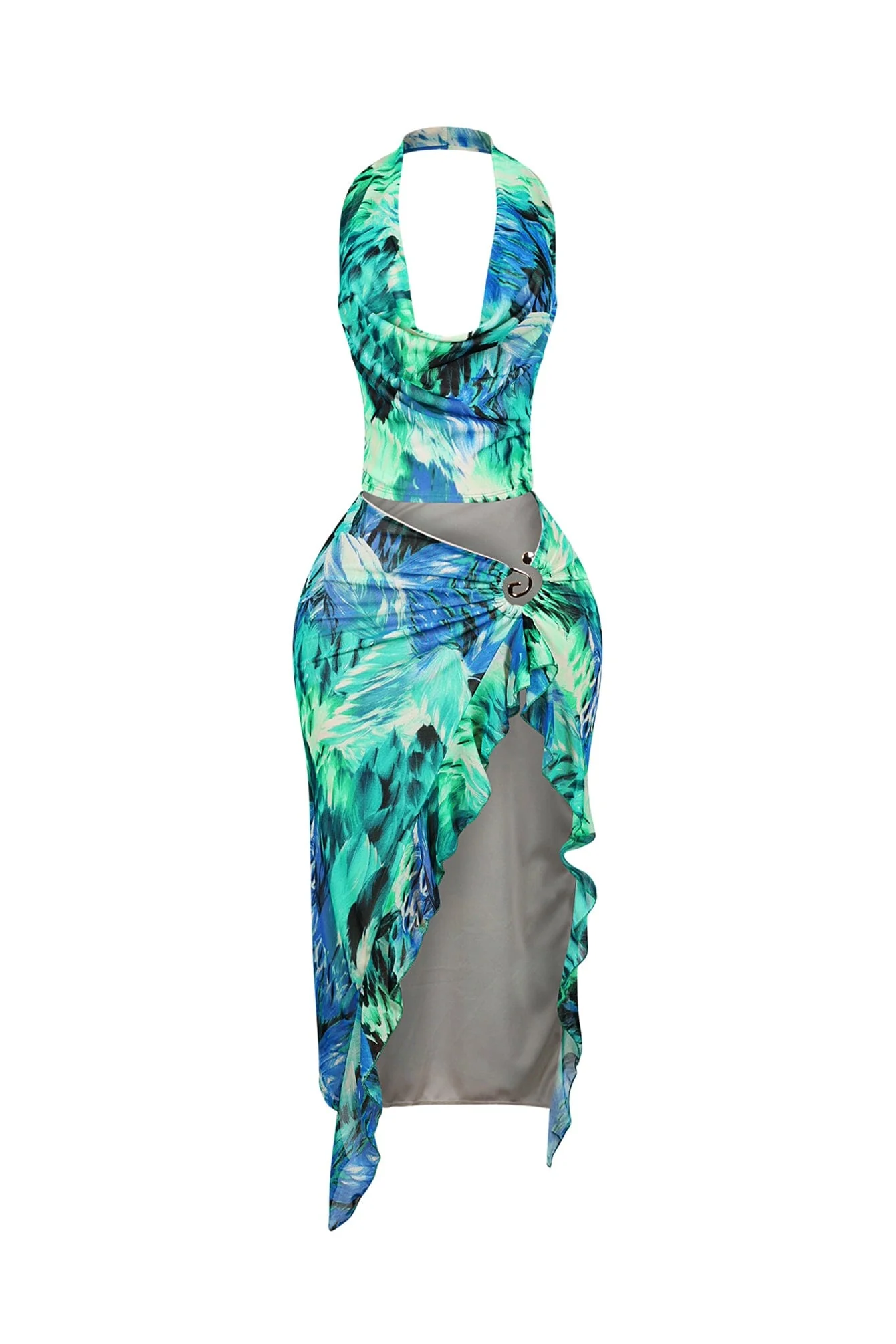 Panama Mesh Print Halter Top & Skirt SET - Image 3