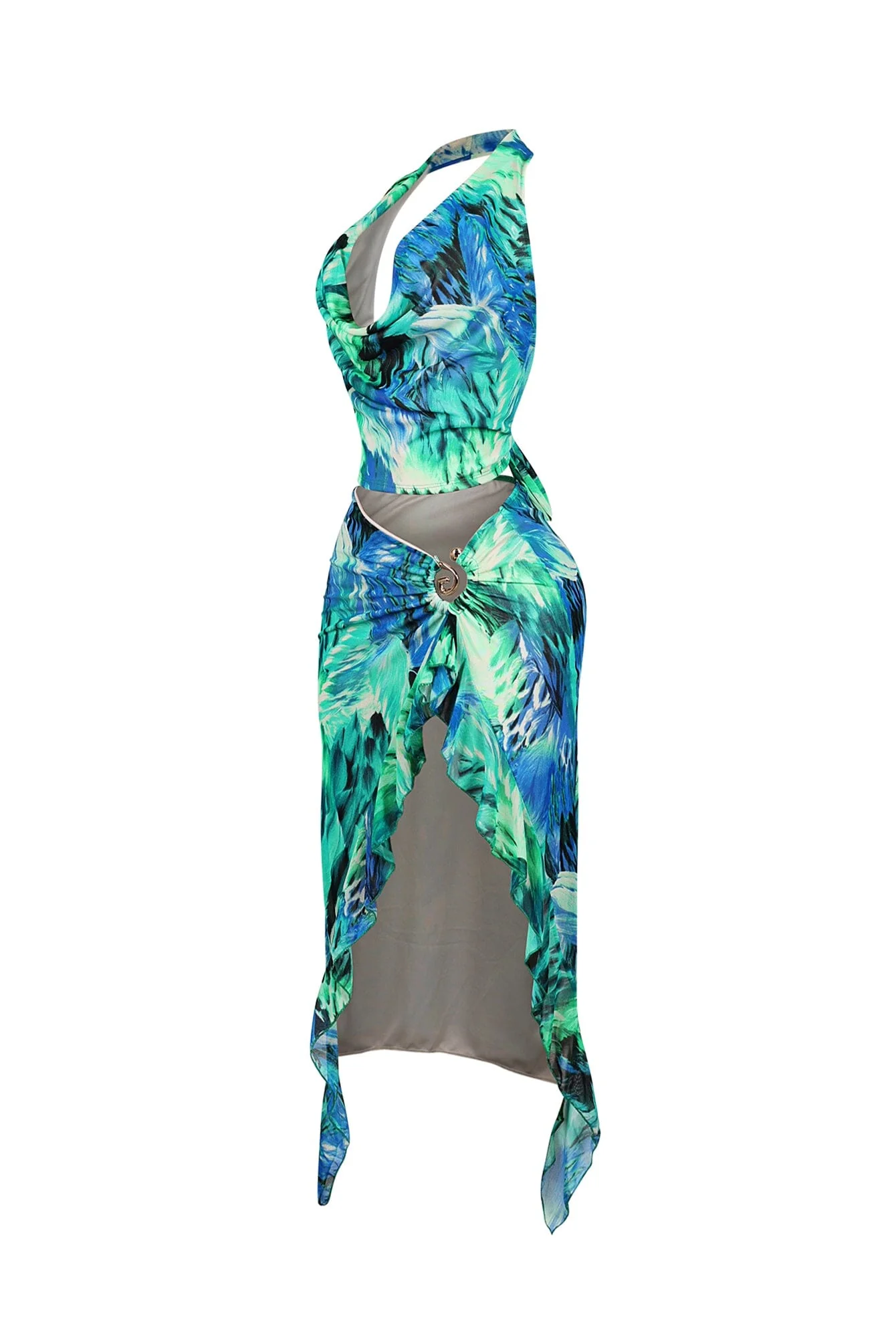 Panama Mesh Print Halter Top & Skirt SET - Image 4