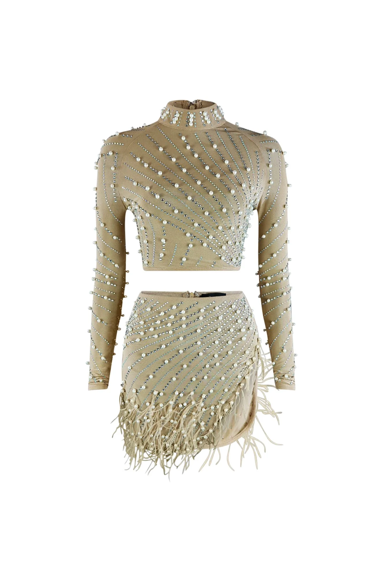 New Standard Stone and Pearl Top & Skirt SET - Image 5