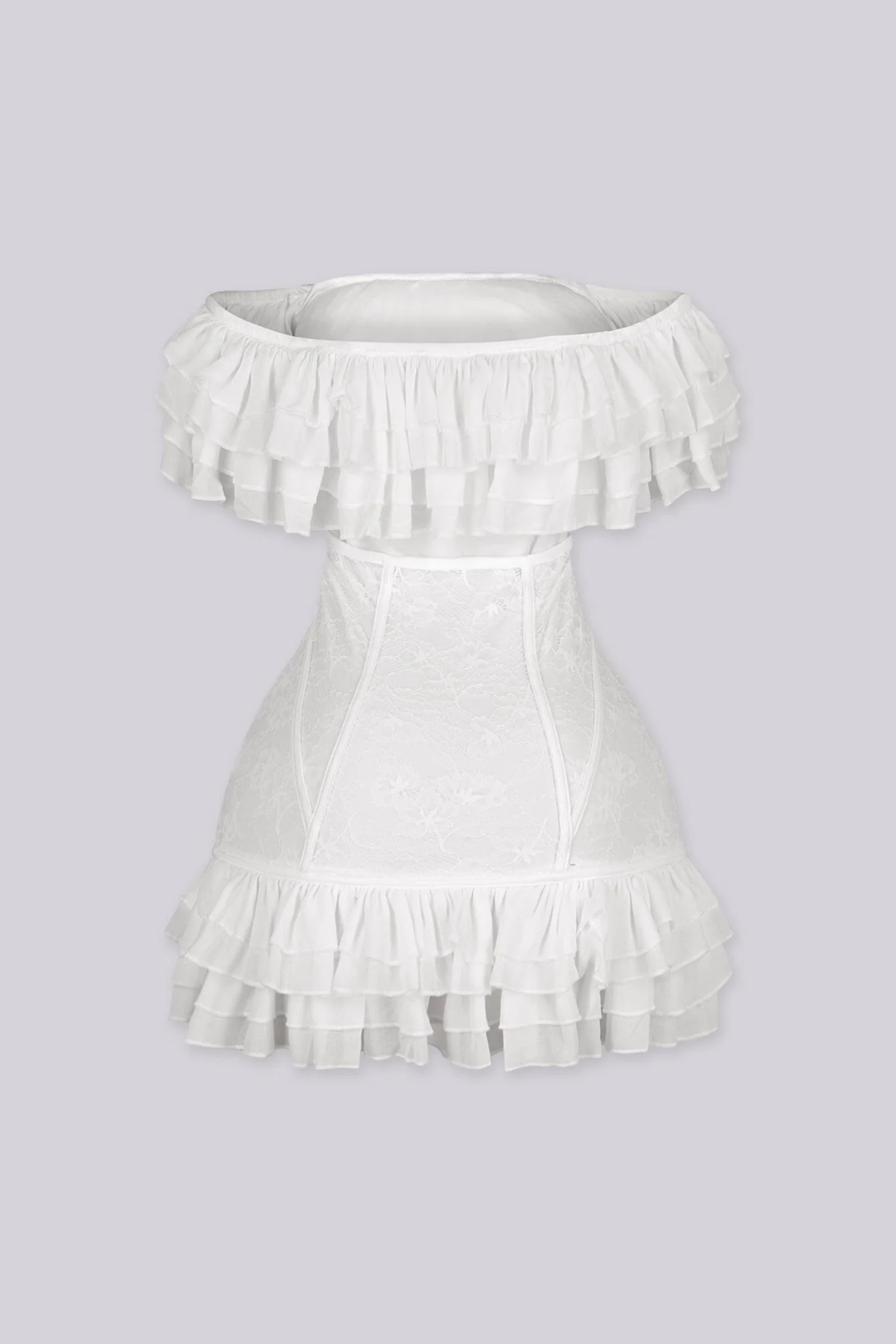 Petal Ruffle Lace Corset Mini Dress - Image 6